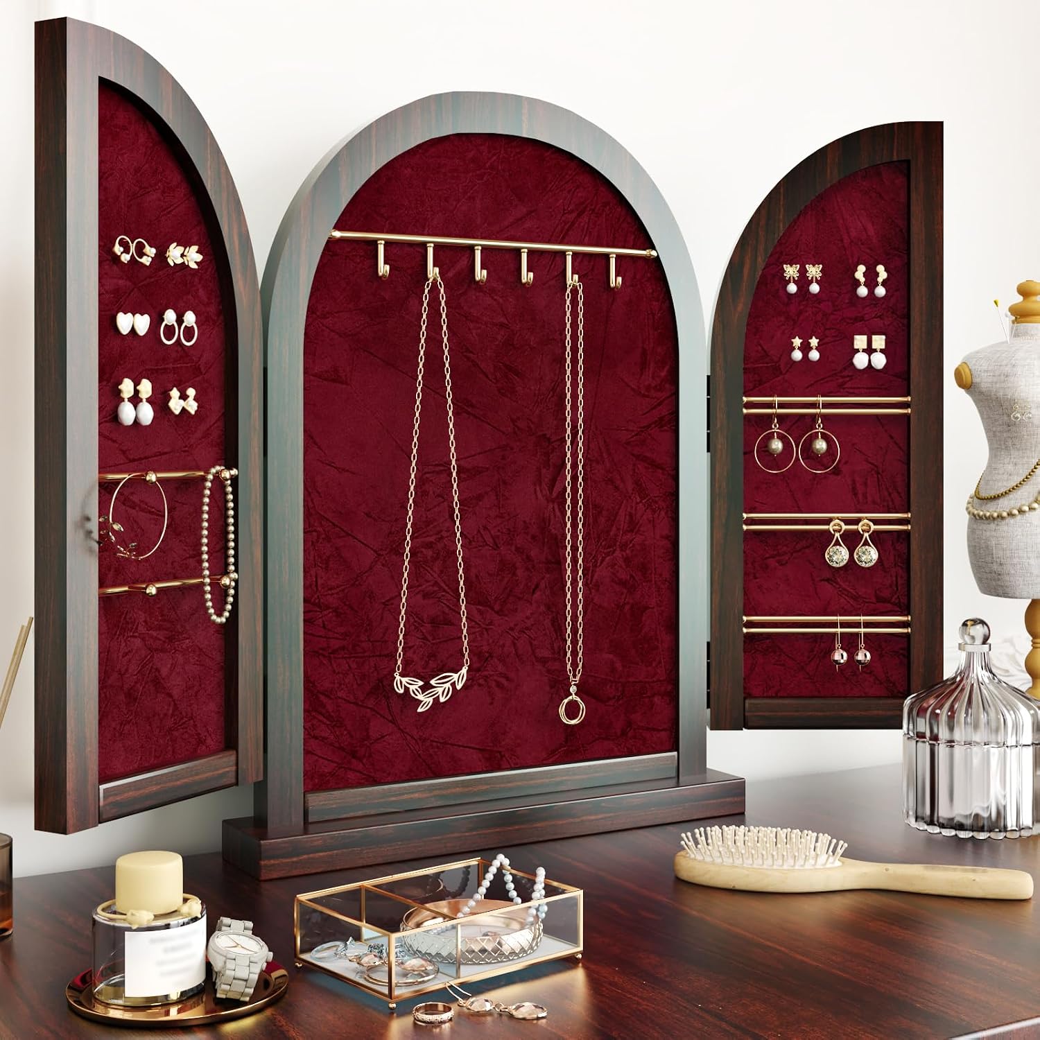 WESTICK Red Velvet Wallpaper Peel and Stick Flocking Fabric Wallpaper for Bedroom Walls Self Adhesive Felt Velvet Contact Paper Felt Drawer Liner for Jewelry Box Christmas Crafts 15.8"x80"