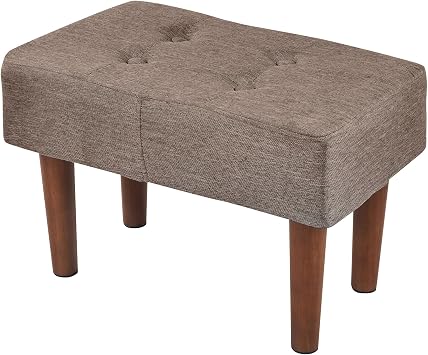 VECELO Ottoman, Foot Rest, 50cmx28cmx33cm, Stool, Foot Support, Seiza Chair, Foot Stool, Cotton/linen Material, Compact, Low Chair, Sofa, Foot Rest, Shoe Changing Stool, Stylish, For Children, Brown
