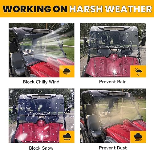 Vista 7 de KUAFU Parabrisas abatible de 1/4 pulgadas de grosor compatible con Yamaha Rhino 450 2006-2009 / Rhino 660 2004-2007 / 2008-2013 Rhino 700
