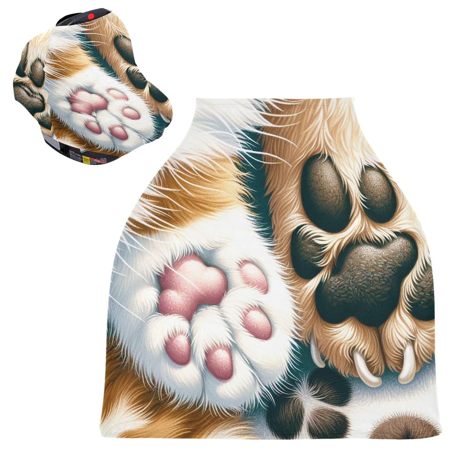 Burbuja Car Seat Cover for Baby, Funny Cat Dog Paws Car Seat Canopy Nursing Cover for Breastfeeding, Multi-use Car Seat Cover for Infant Newborn Stroller Carrier Shopping Cart
