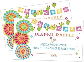 Fiesta Mexican Baby Shower Diaper Raffle Card, Diaper Raffle Ticket, 50 Count - coolthings.us