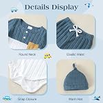 Renotemy Preemie Nouveau-né garçon d'été vêtements cadeau courte manche bouton Romper bébé garçons body long pantalons ensemble avec chapeau