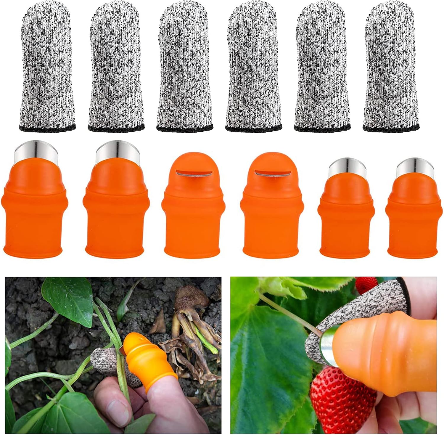 ANPHSIN 12 Pcs Garden Silicone Thumb Knife Tools- Separator Finger Knife Havesting Plant Picking Knife Gardening Gifts Plucking Thumb Finger Cutter for Trimming Garden Plants Strawberry Vegetables