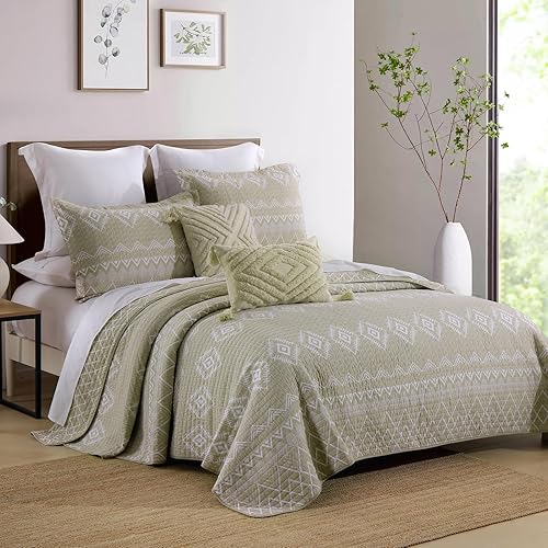 Miniatura 3 de SahSahCasa Edredón tamaño King, edredón 100% algodón, juego de ropa de cama King, edredón geométrico, reversible, ligero, a rayas, para cama King,