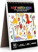 Soucolor Sketch Book for Kids, 9" x 12" Kids Sketchbook, Boys &amp; Girls Gift | 100 Sheets Tear-out Acid-Free Drawing Paper |Spiral bound Smooth Paper for Pencils Markers Crayons, Art Supplies for Kids 3+