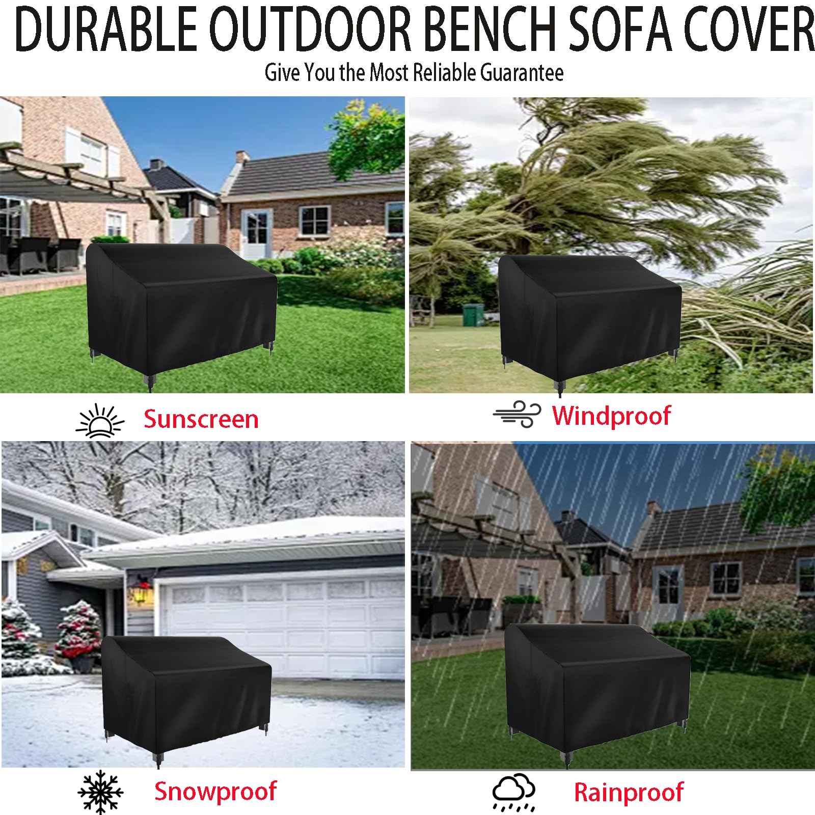 Outdoor Gartenbank und Aufbewahrungsbox Abdeckung Wasserdicht 420D UV-beständig Winddicht Langlebig Wetterfest Möbelschutz 190 x 66 x 89 cm