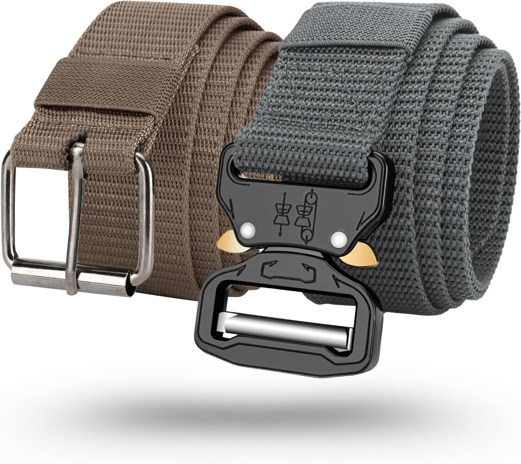 Combo Belts For Men, Nylon Belts for Men, Pushlock Buckle & Metal Buckle Belts, Combo Pack, Free Size, Fit's Upto 46 Inches (Pack Of 2)