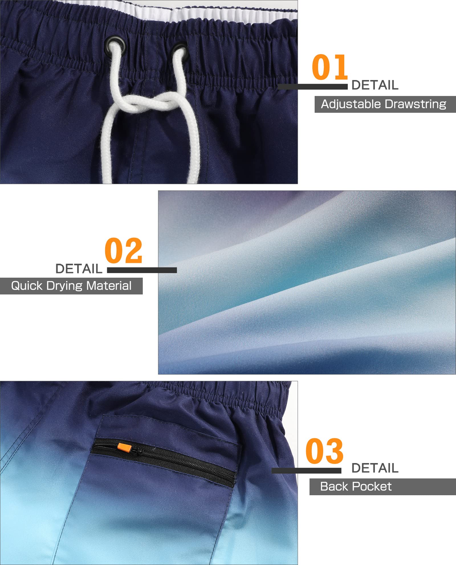 Danfiki Pantaloncini Costume da Bagno Uomo Asciugatura Veloce Calzoncini da Beach Costume da Bagno Fodera Rete con Taschino e Coulisse Trunks