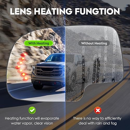 Miniatura 9 de Espejo calefactable eléctrico del lado derecho del pasajero con señal de flecha de giro para Cadillac Escalade ESV EXT Chevy Avalanche Silverado