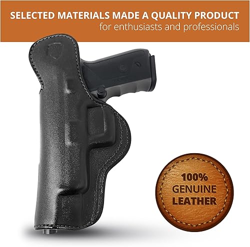Miniatura 8 de PH - Funda de cuero genuino para pistola Beretta 92FS, funda de cuero Iwb táctica para pistola Iwb, funda de transporte oculta de cuero, cómoda