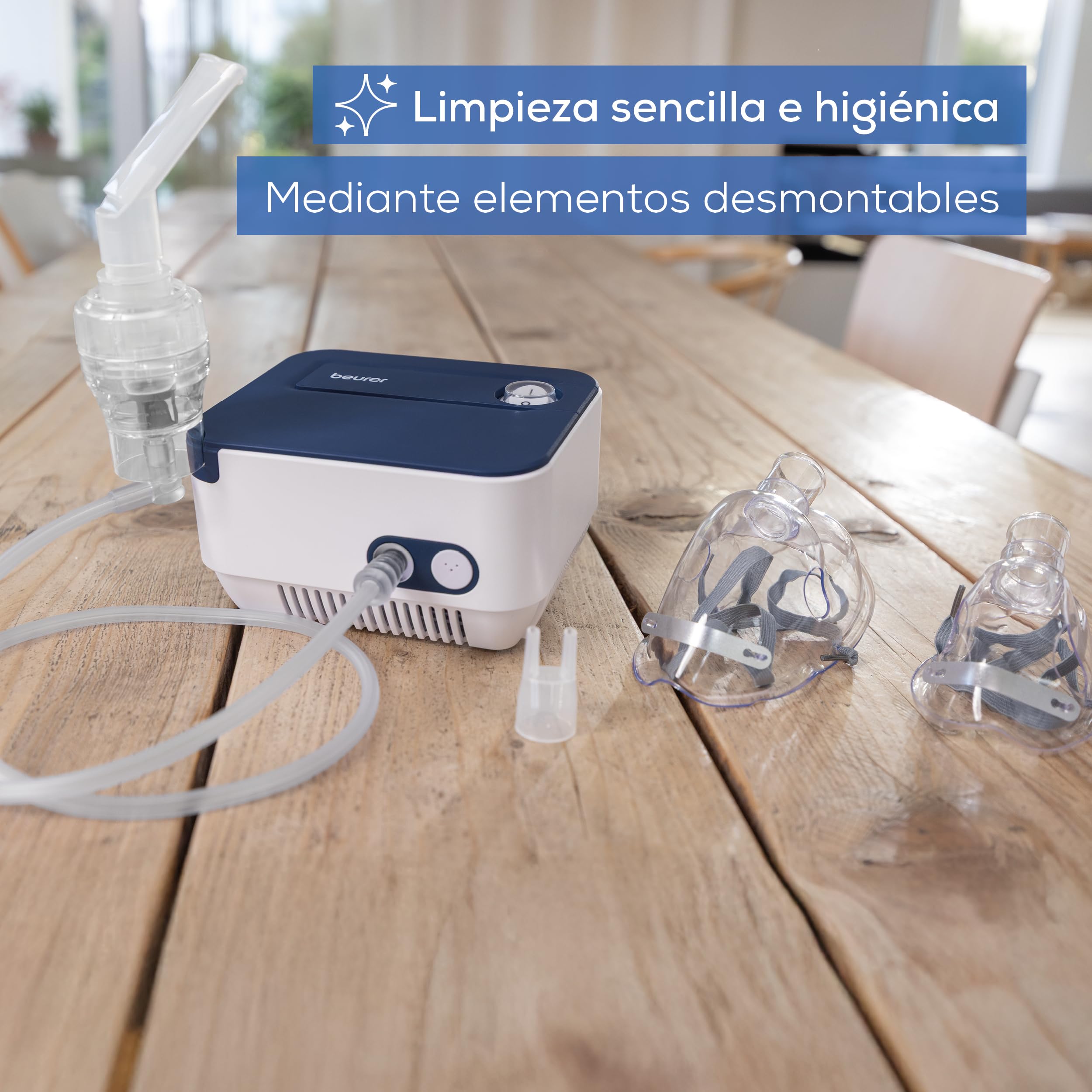 Beurer IH 16 Inhalador Con Tecnología De Aire Comprimido Con Compresor, Nebulizador, Diseño Compacto, Para El Tratamiento De Las Vías Respiratorias, Apto Para Adultos Y Niños, Limpieza Sencilla