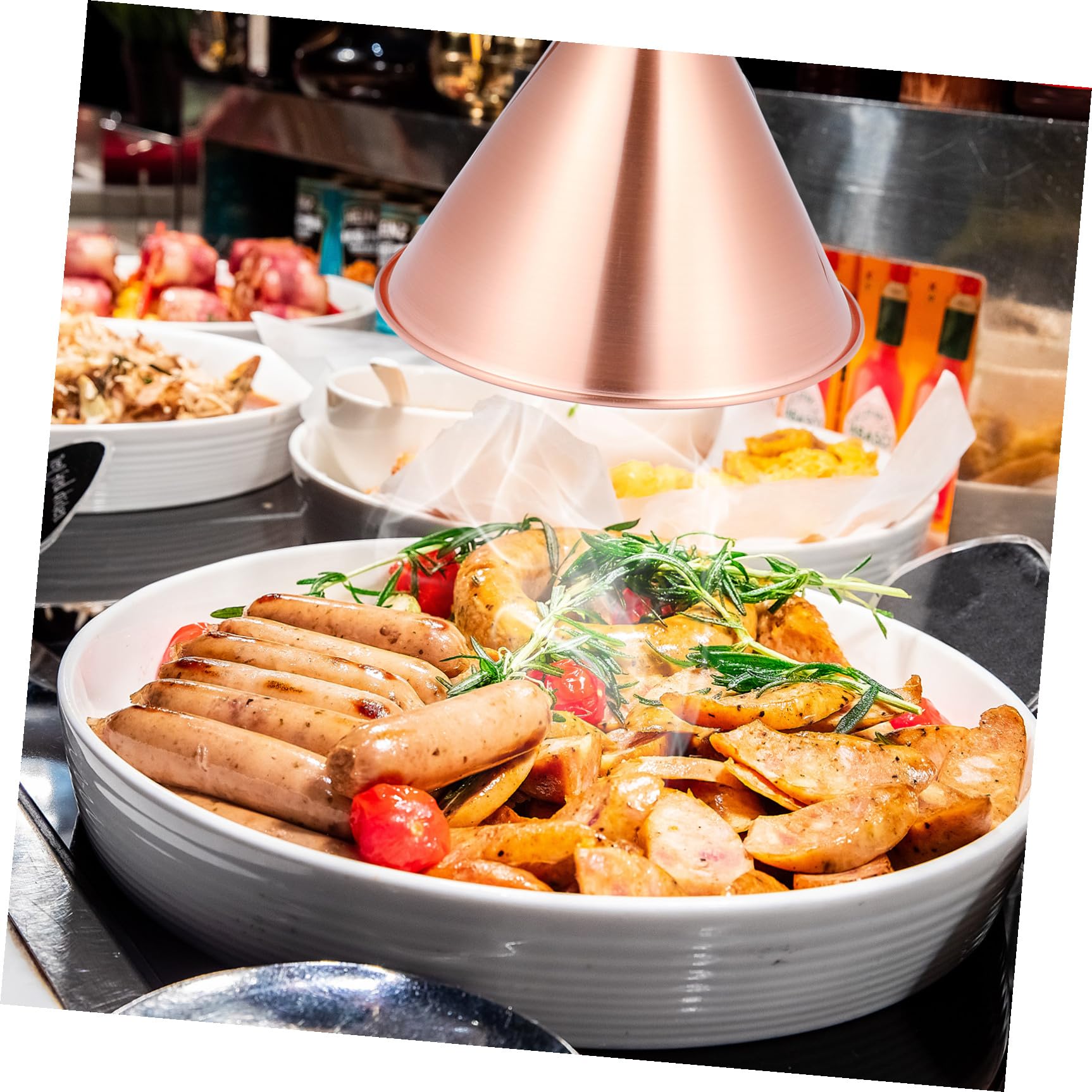 Lampada Scaldavivande Luce Riscaldante Altezza Regolabile 60-180cm in Metallo Telescopica Potenza 250w per Hotel e Mensa per Buffet e Ristorante