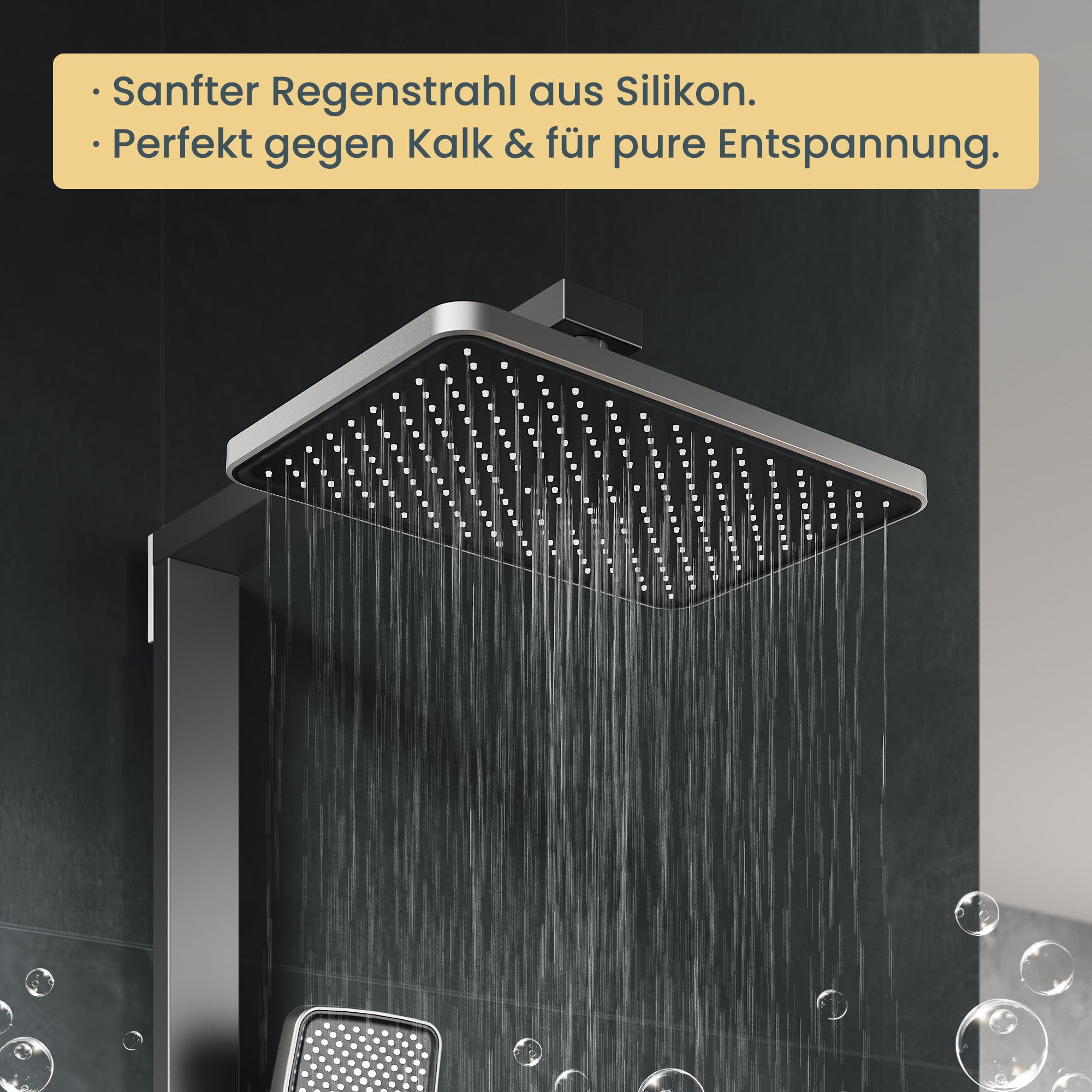 SONNI Duschsystem mit Thermostat Anthrazit LED Duschset Regendusche Eckig