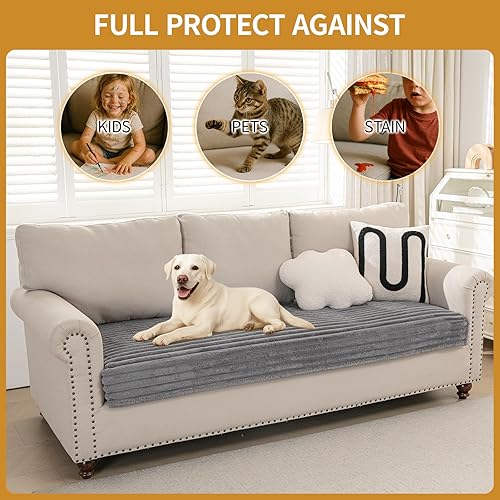 Miniatura 4 de Deep Dream Funda de sofá impermeable para perros, funda de sofá mullida para mascotas, funda de sofá antideslizante para sofá de 3 cojines, apta
