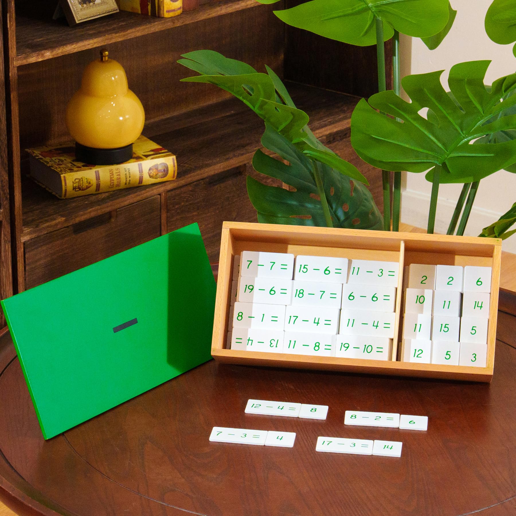 Montessori materiały matematyczne – drewniana zabawka edukacyjna do liczb i liczb, przedszkola i szkoły podstawowej, domowej i sali lekcyjnej od 3 lat (Montessori odejmowanie zadań)