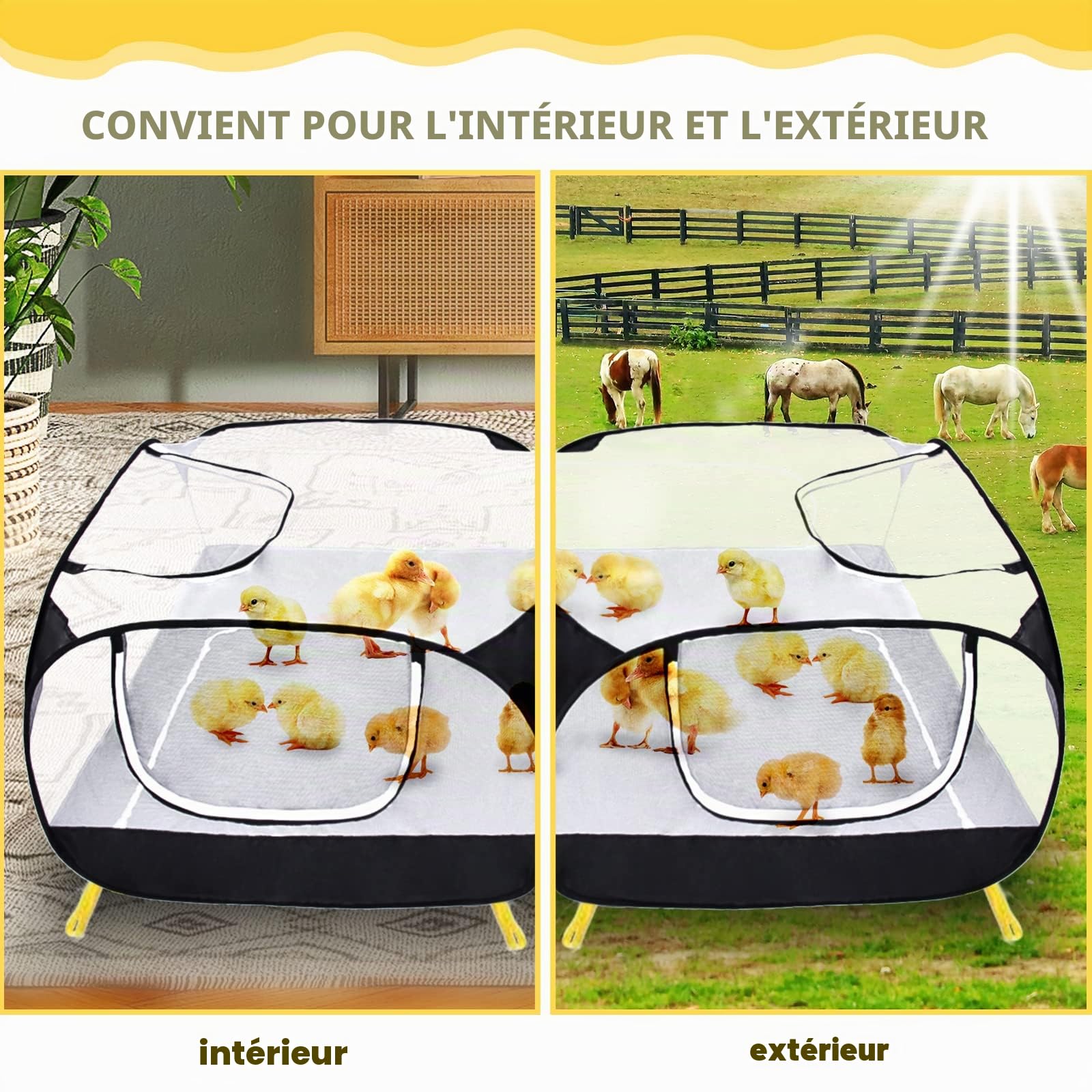 Coolty Parc de Jeu pour Petits Animaux, Grand Mobile Parc de Jeu pour Poules Chatons Lapins Canards Poules