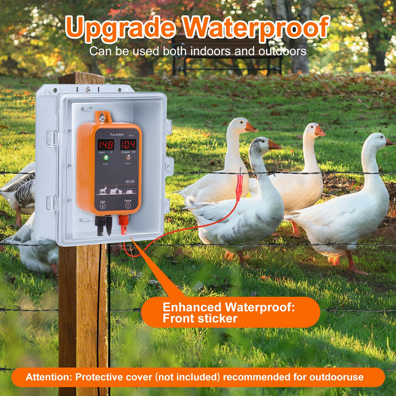 Électrificateur Clôture Électrique 12V avec affichage LED numérique, 1J 230V pour portée 8 KM, pour petits animaux, volailles et animaux domestiques, idéal pour jardin, ferme et pâturage