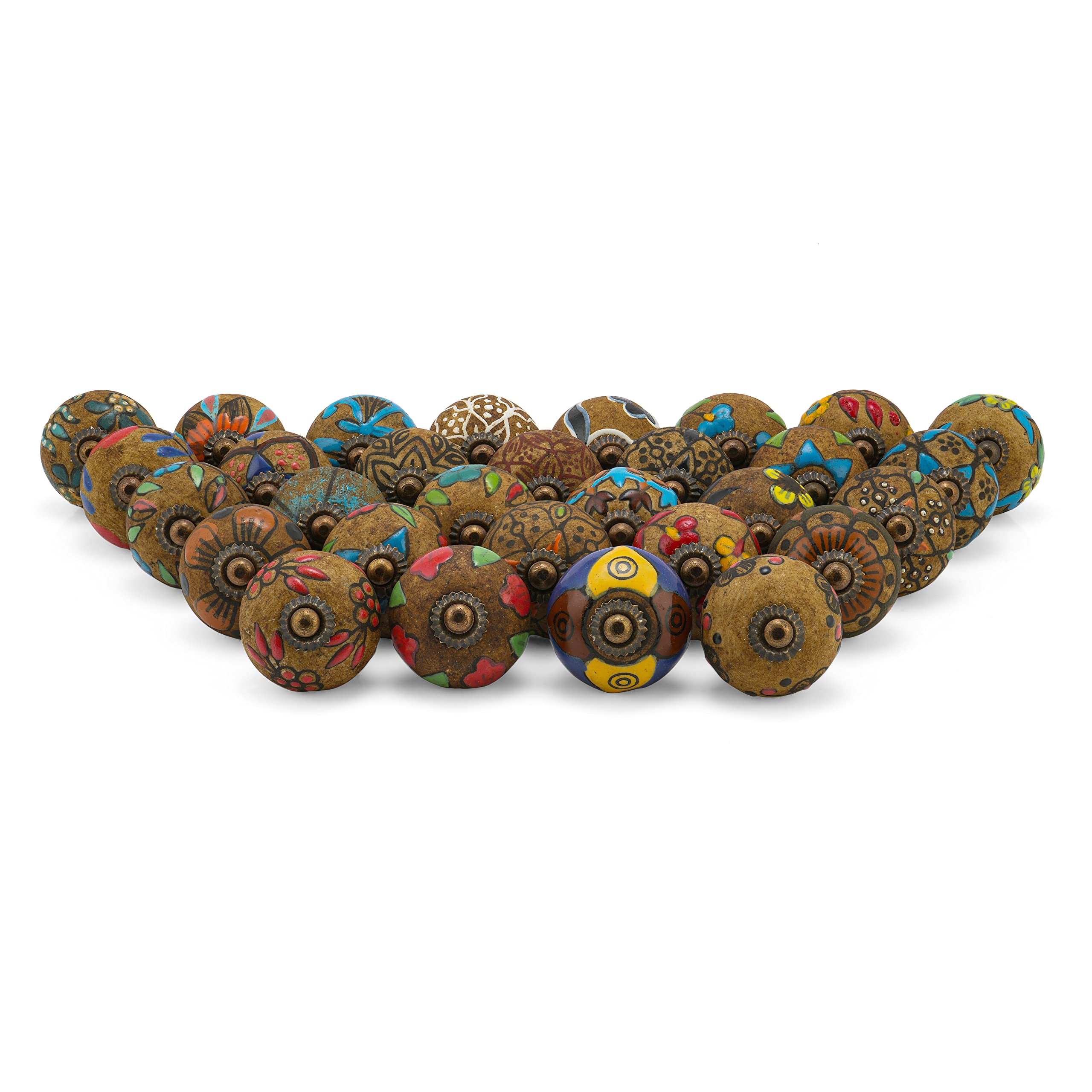 Pomelli in ceramica rustica con finitura anticata di alta qualità, per cassettiera, cassettiera, maniglia per mobili da cucina, confezione da 30