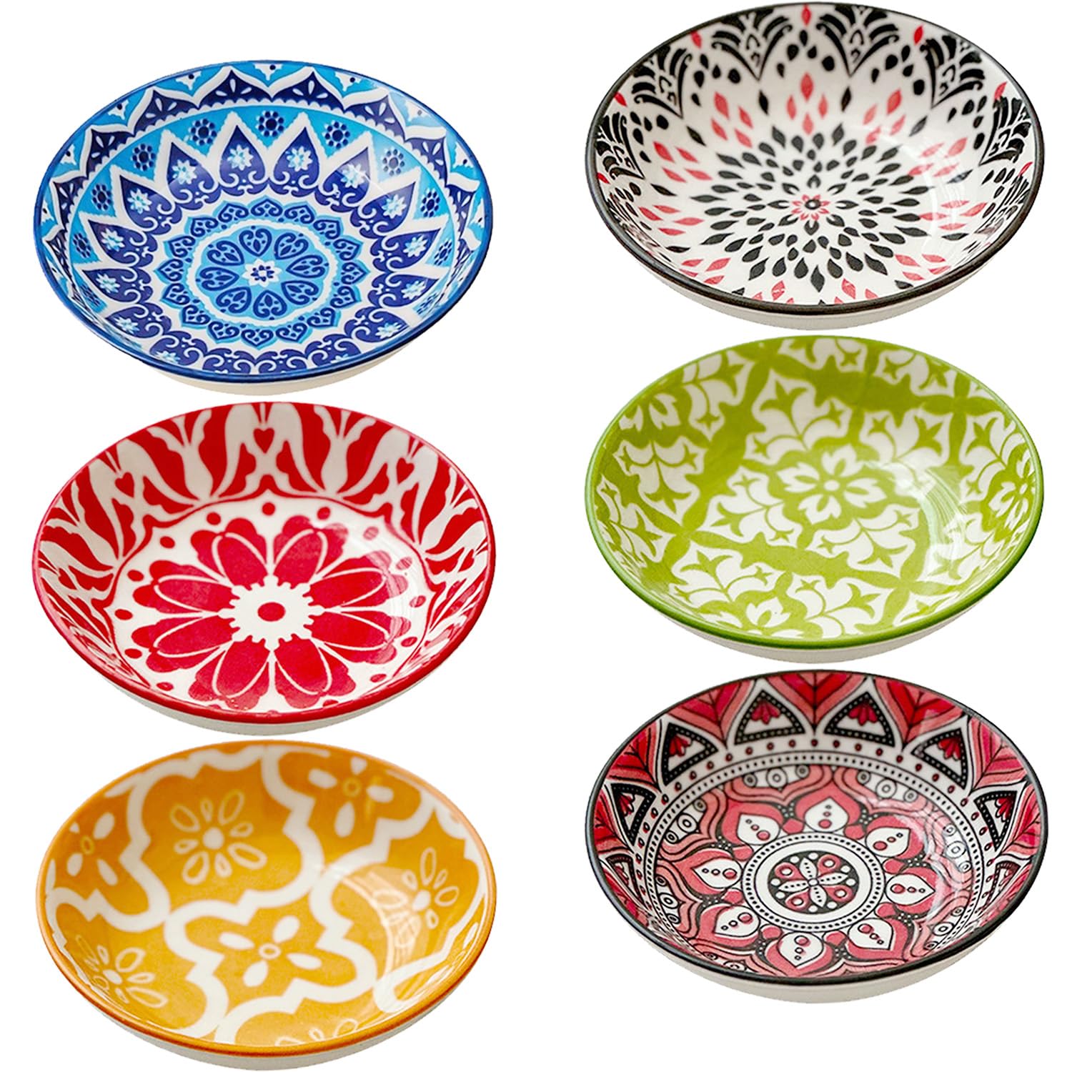 6PCS Dipping Bowls, Ceramic Sauce Dish Bowls,Small Bowl,Soy Sauce Dish Dipping Sauce Bowl,Sauce Plates Tiny Bowls for Condiments Sushi Dishes Soy Sauces Ketchup Snack Side Dishes Set of 6 (Style F)