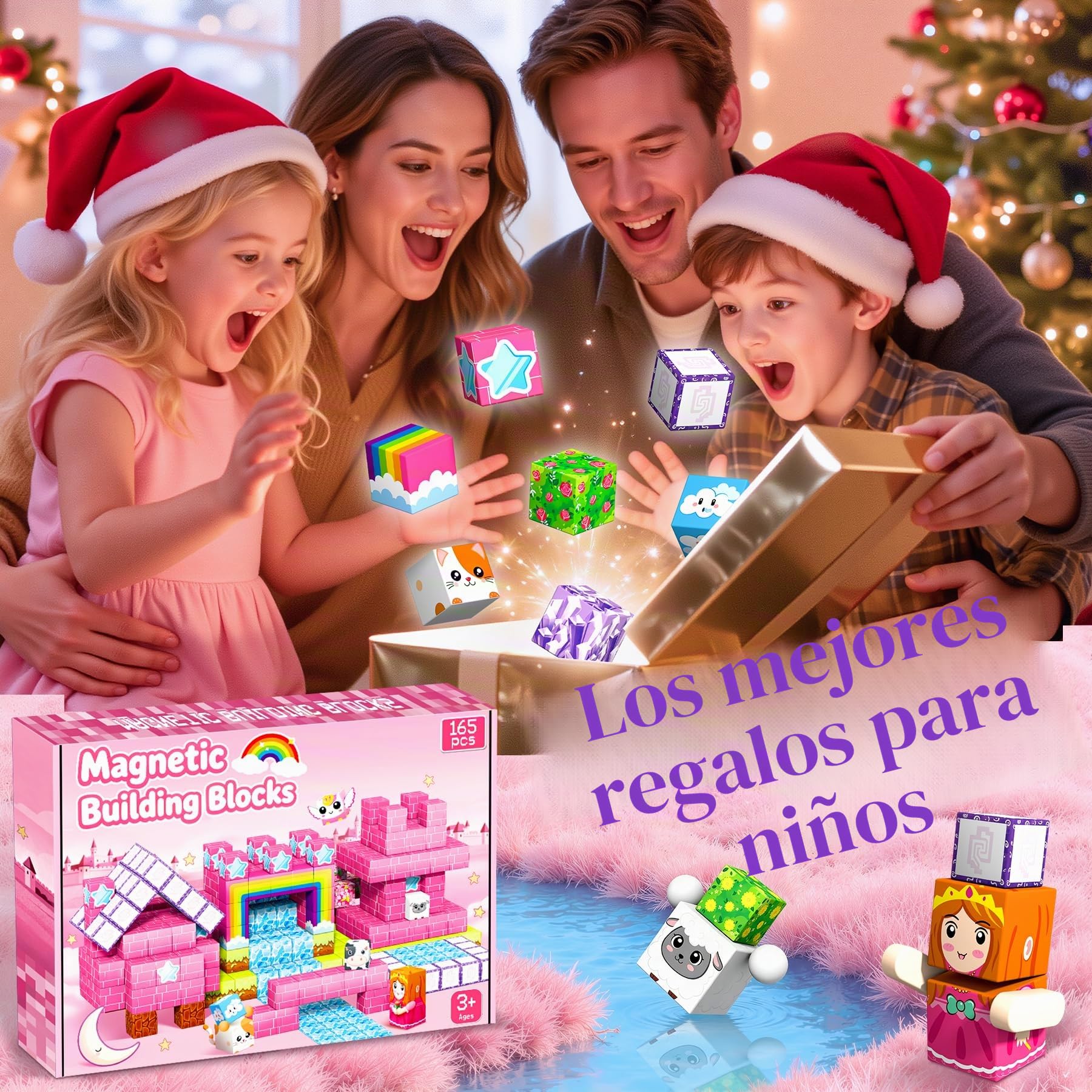 Bloques Magneticos Construccion Niños - 165 Piezas Cubos