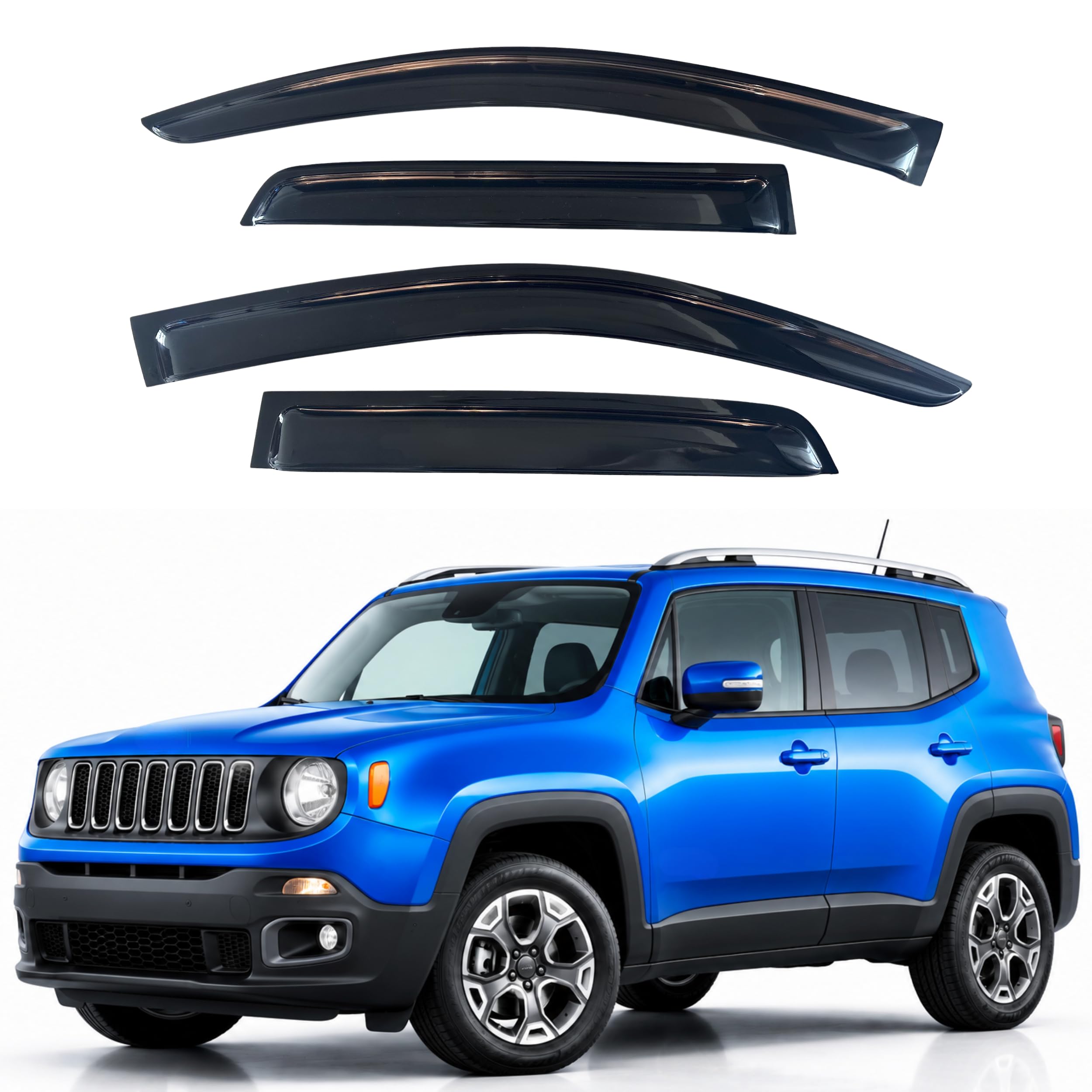 IG Window Visors Fit for 2015-2024 Jeep Renegade, Out-Channel Rain Guards Vent Wind Deflectors 4PC, Car Accessories for 15-24 Renegade