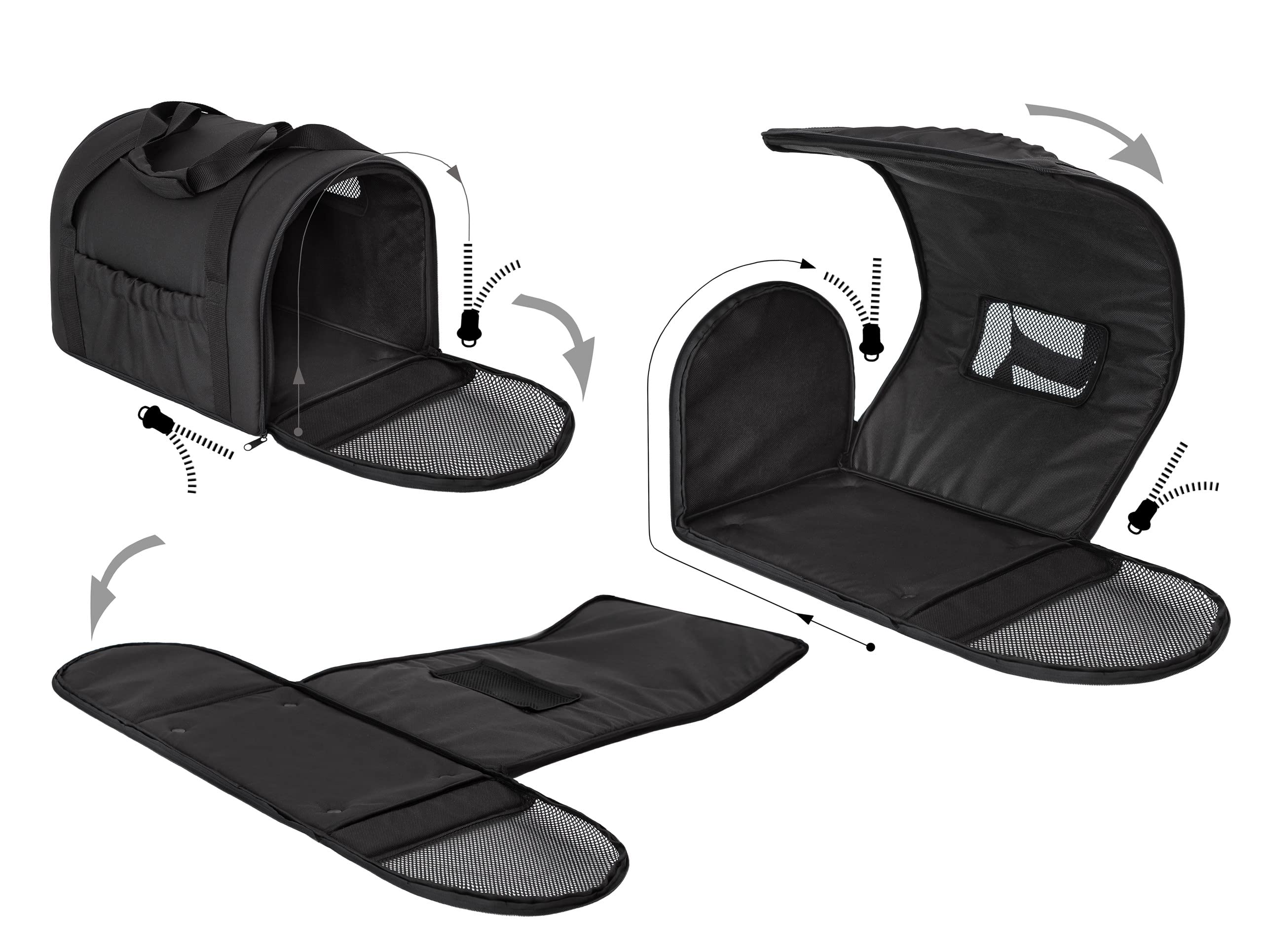 Bolsa de transporte para gatos, bolsa de transporte para mascotas, plegable, bolsa de transporte para perros o gatos, color negro, tamaño 1: 27 x 39 x 28 cm