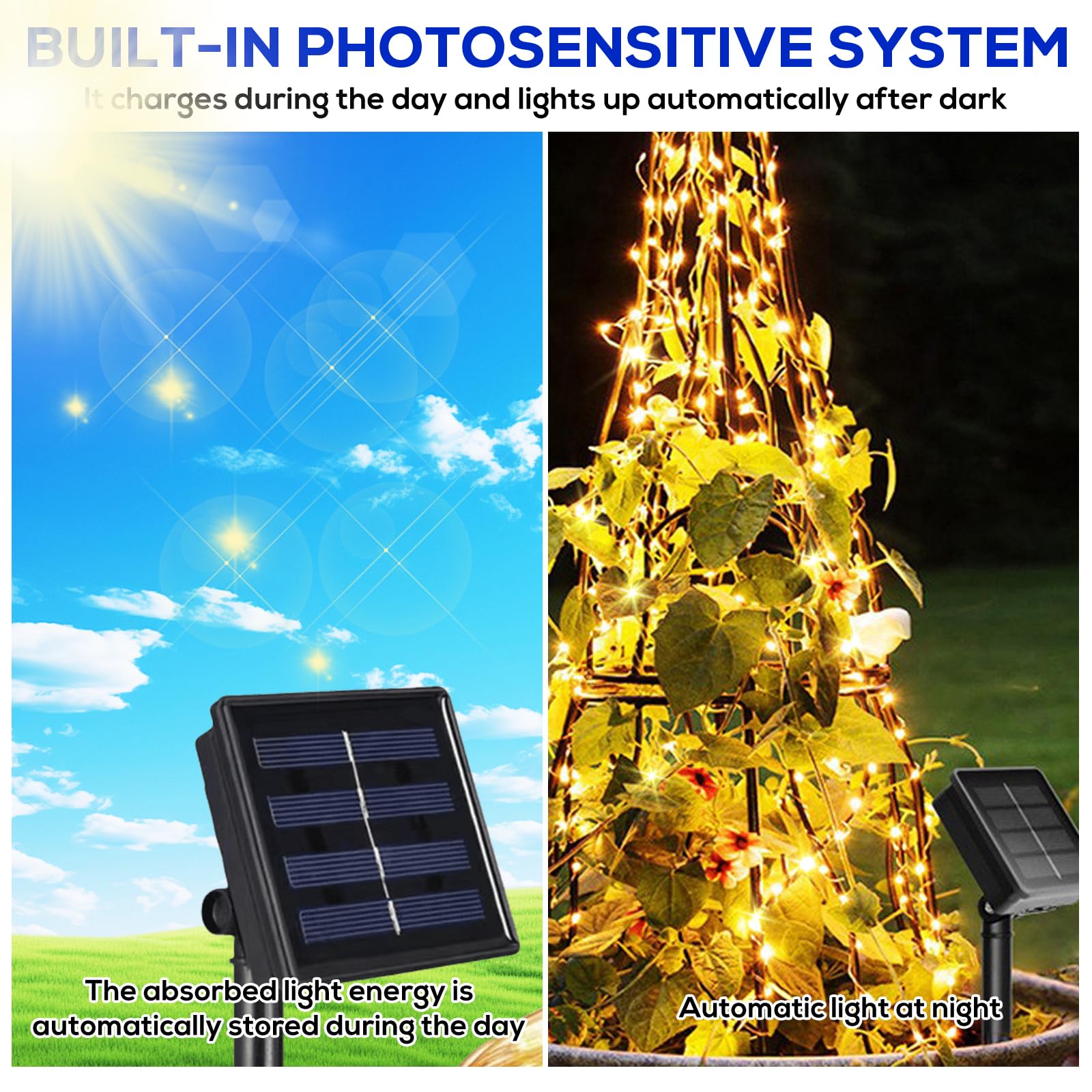 VEGOATY 2 Pack Solar Lichterkette Aussen Klein, Solar Mini Teeny winzige Lichter 7m 50 LED Warmweiss, Outdoor Lichterkette Solar Wetterfest für Draußen Garten Deko Flaschen Glaskugel Beleuchtung
