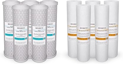 (10 Pack) Reverse Osmosis Replacement Filters 1 Micron Melt-Blown Polypropylene Sediment & 5 Micron CTO Carbon Block Water Filters for Standard & Whole House Water Filtration Systems