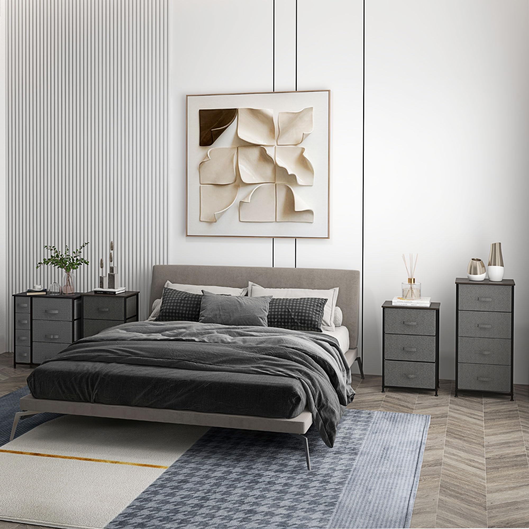 Commode 7 Tiroirs HOMCOM - Meuble Rangement Chambre, Salon, Bureau - Gris