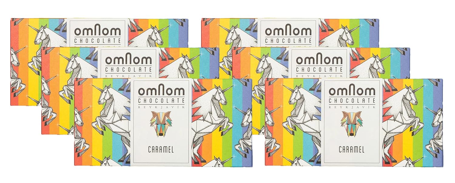 OmNom BIG! Caramel + Milk "Pride Bar" | Icelandic Bean To Bar Chocolate by OMNOM CHOCOLATE REYKJAVIK | 3 x 250g Bar