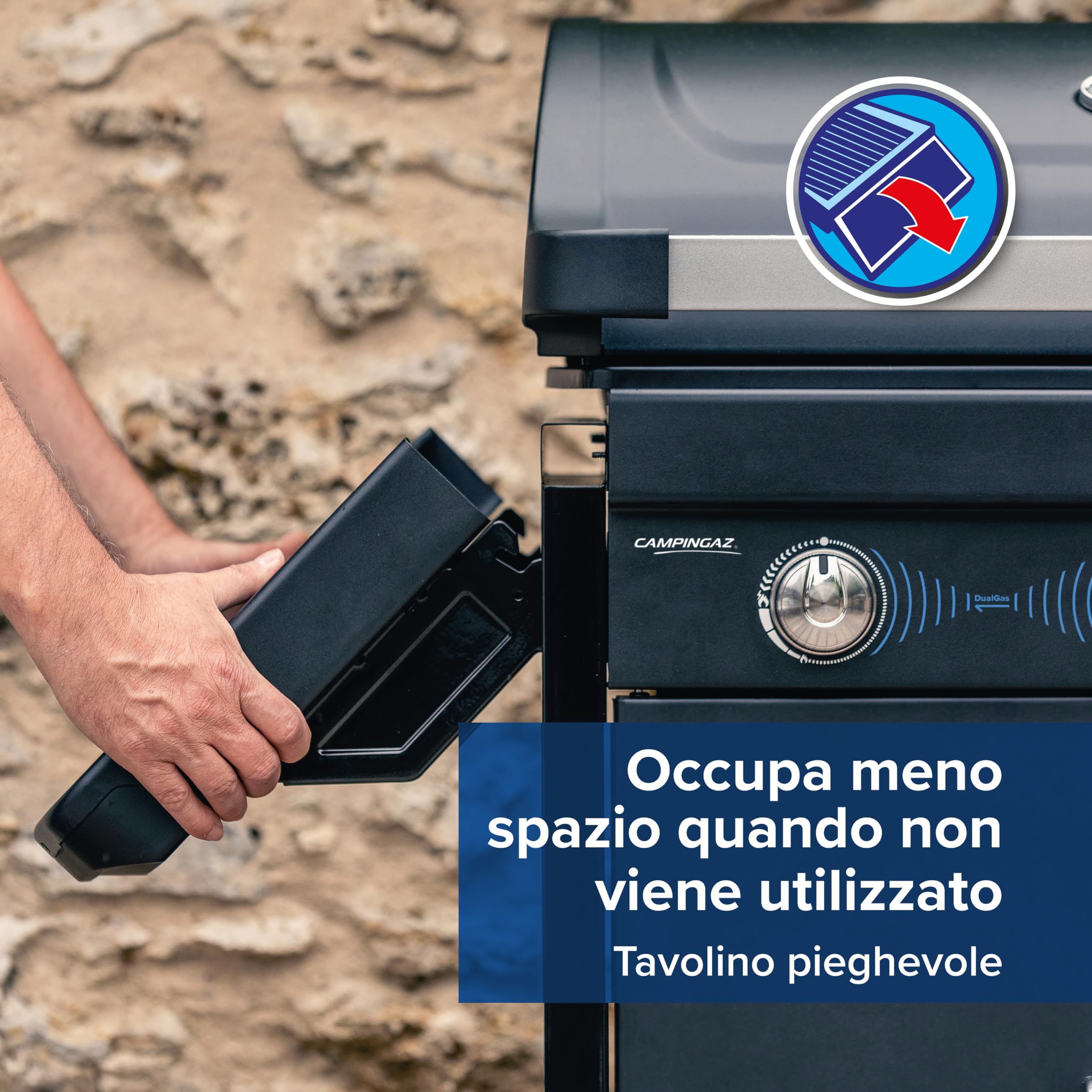 Campingaz Grill a Gas Compact 3 LS Dualgas 7,5 kW 3 bruciatori Carrello Doppia Alimentazione GPL