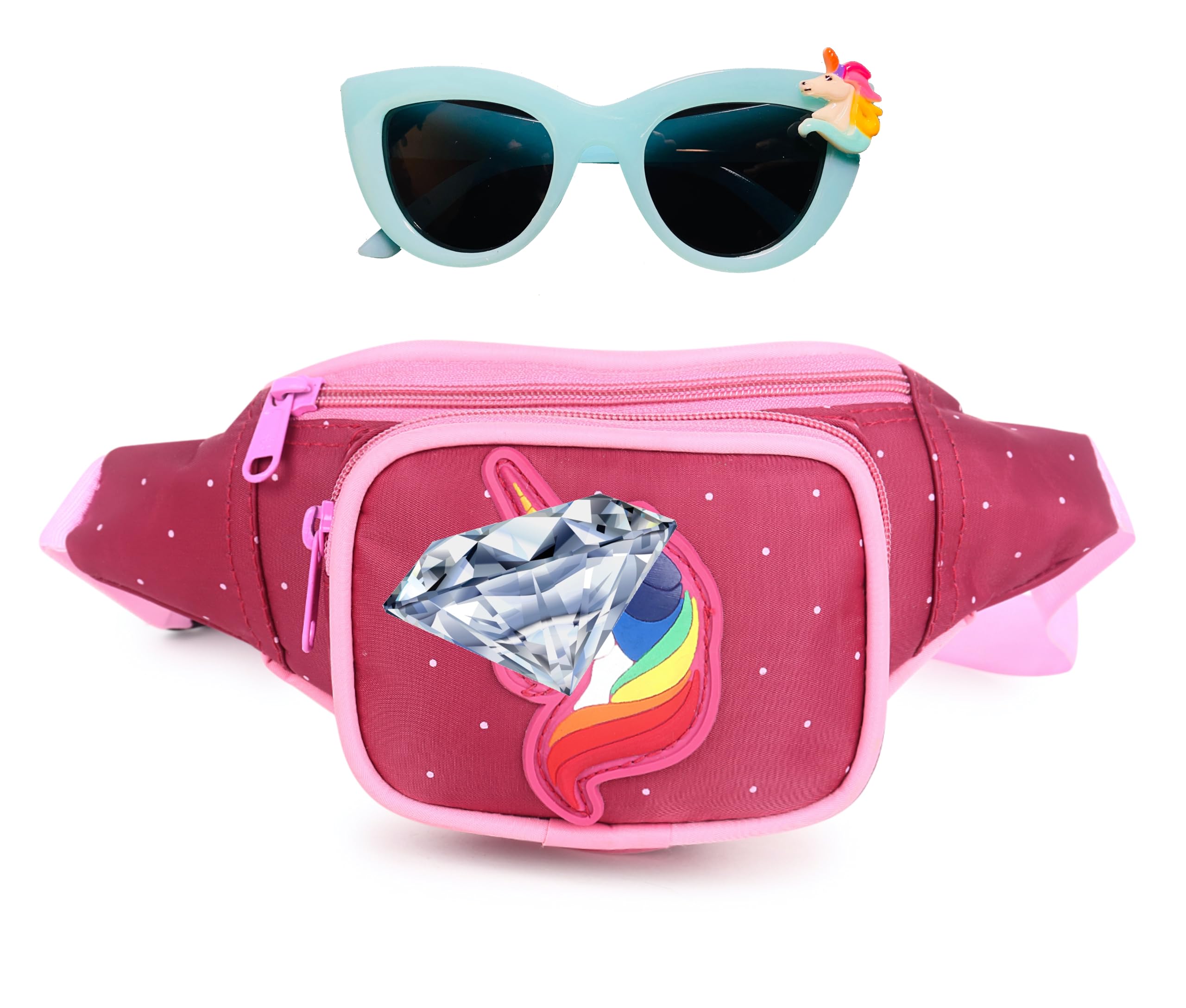 Multicolor Waist Bagg Cartoon Character Waist Bag Girls Messenger Waist Bag/Backpack Shoulder Bag Side Bag for Kids Girls Children Birthday Gift(Random Color) with Sunglass (Pink)-image-46