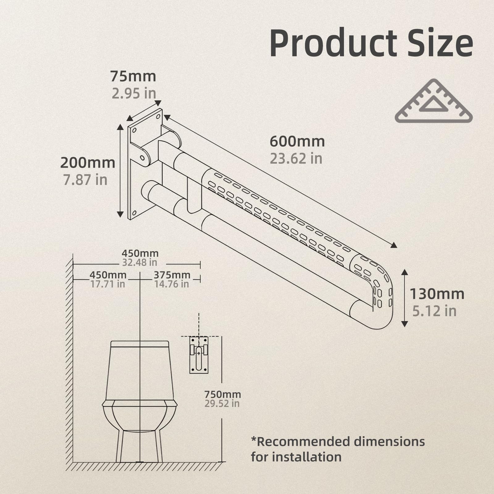 Behinderten WC Haltegriff für Senioren mit Rutschfestem Griff,Aufstehhilfe Toilette,Haltegriff Dusche Klappbar,Edelstahl,mit Einer Tragfähigkeit von 250kg Weiß