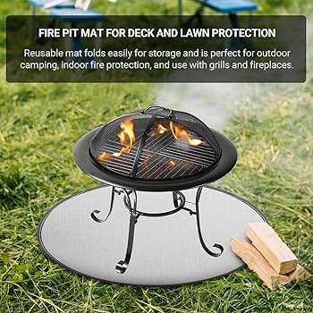 Fire Pit Mat-Silicone Stove Fire Mat,Retardant | Fireproof | Heat Resistant,Ember Mat And Grill Mat, Under The Stove, Protect Your Deck, Terrace, Lawn Or Campground From Embers,Washable (58"u00d758