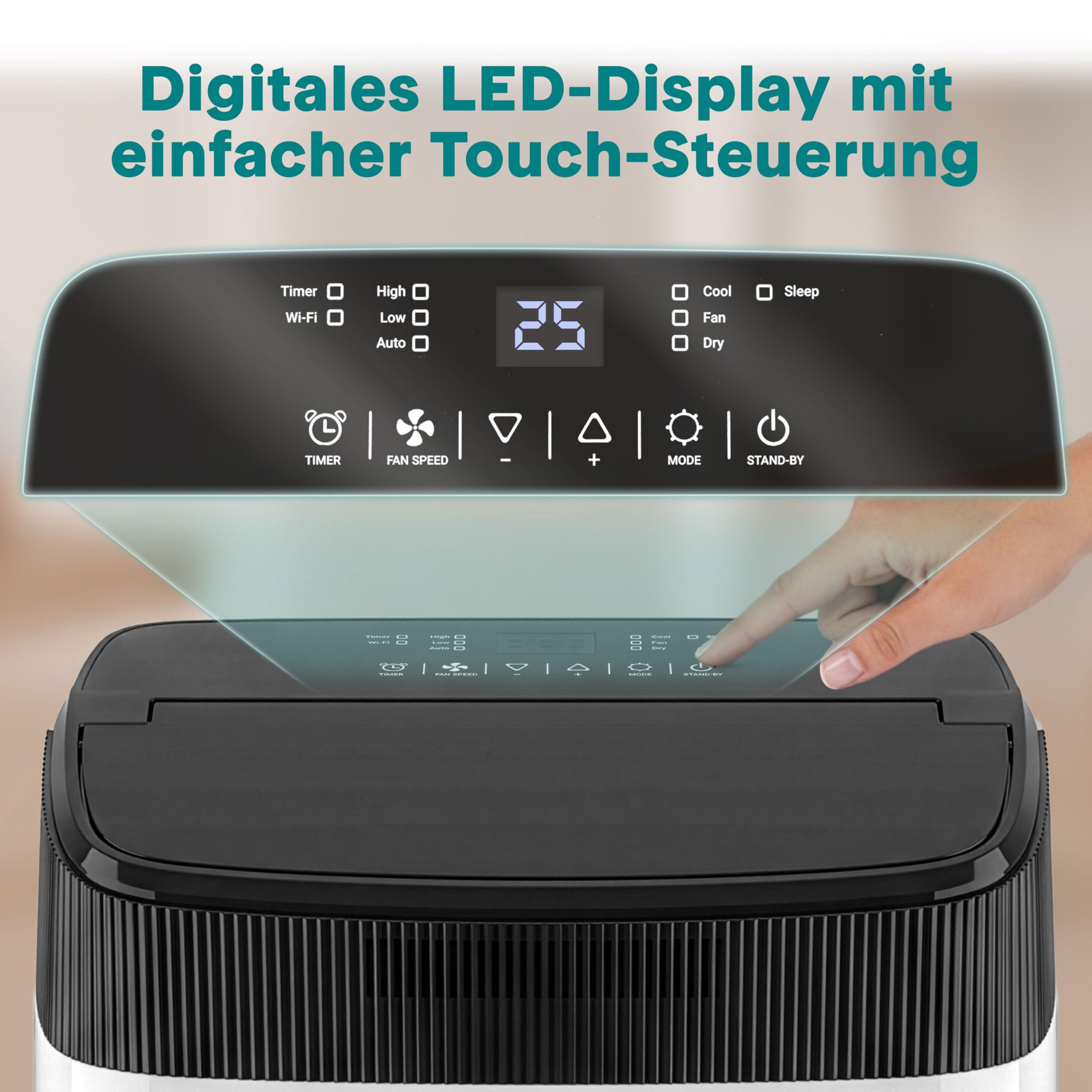 SereneLife Mobile Klimaanlage 4 kW 9000 BTU Leises Klimagerät bis 20 m² mit Entfeuchter, Lüfter & Fernbedienung
