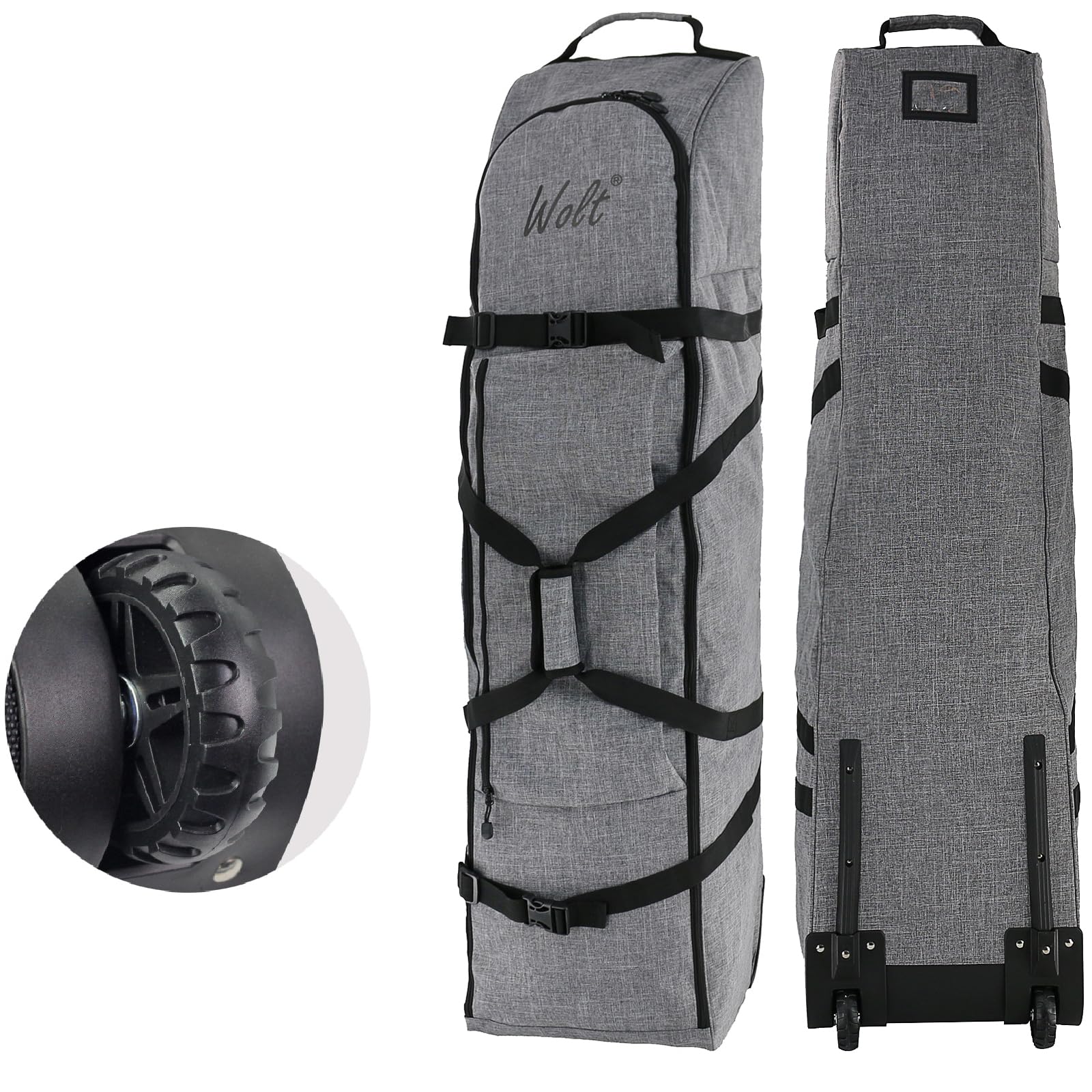 WOLT | Golf Travel Bag with Anti-Impact Support System - Soft Padded Golf Travel Case for Airlines, 900D Heavy Duty Oxford Fabric Golf Travel Cover with Wheels