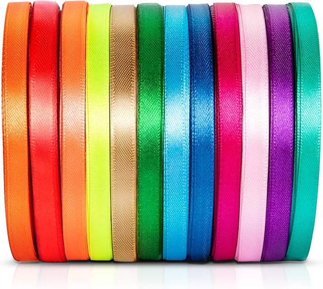 golight 300 Yards Double Sided Fabric Ribbon Silk Satin Roll 12 Colors for Decorating, Wedding Favors, Woven Headbands, Present Wrapping, Gift Packing