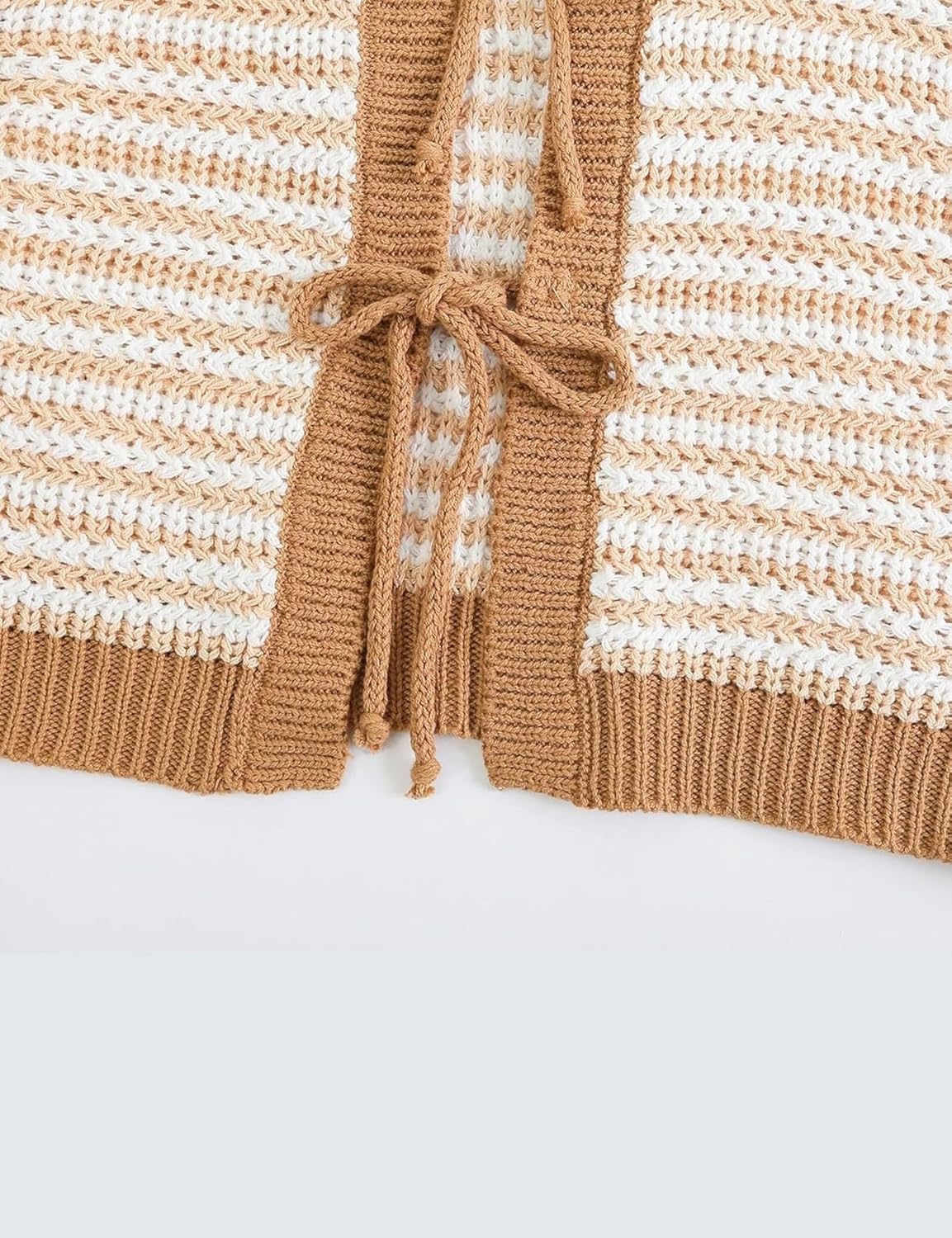 Yvipette Women Sweater Vest Sleeveless Crochet Tops Casual Color Block Tie Back Knit Tank Tops Striped Crop Tank Tops - Image 4