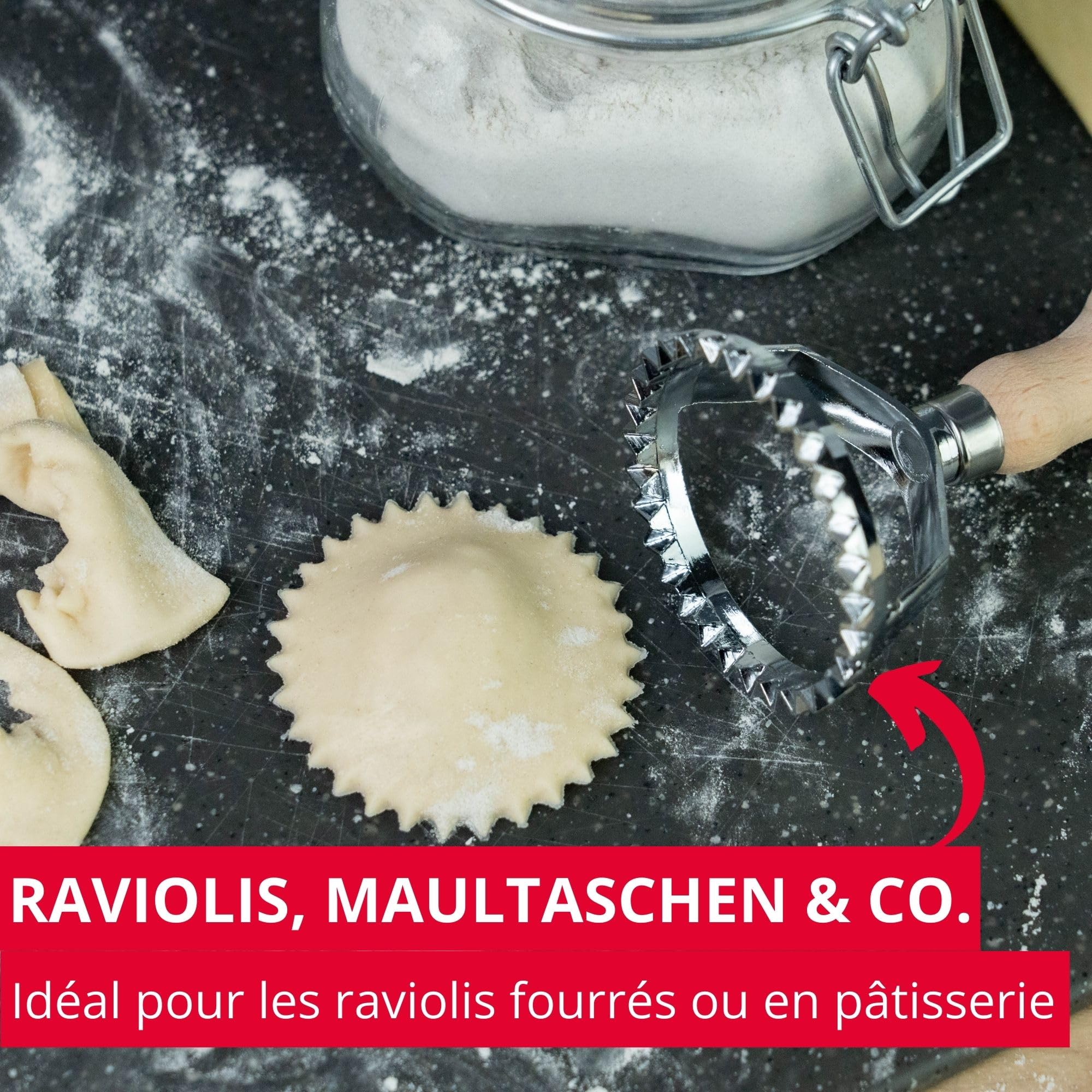 Image secondaire de Westmark Roulette à Ravioli en Bois de Hêtre - Coupe-Cercle Pratique pour Pâtisserie