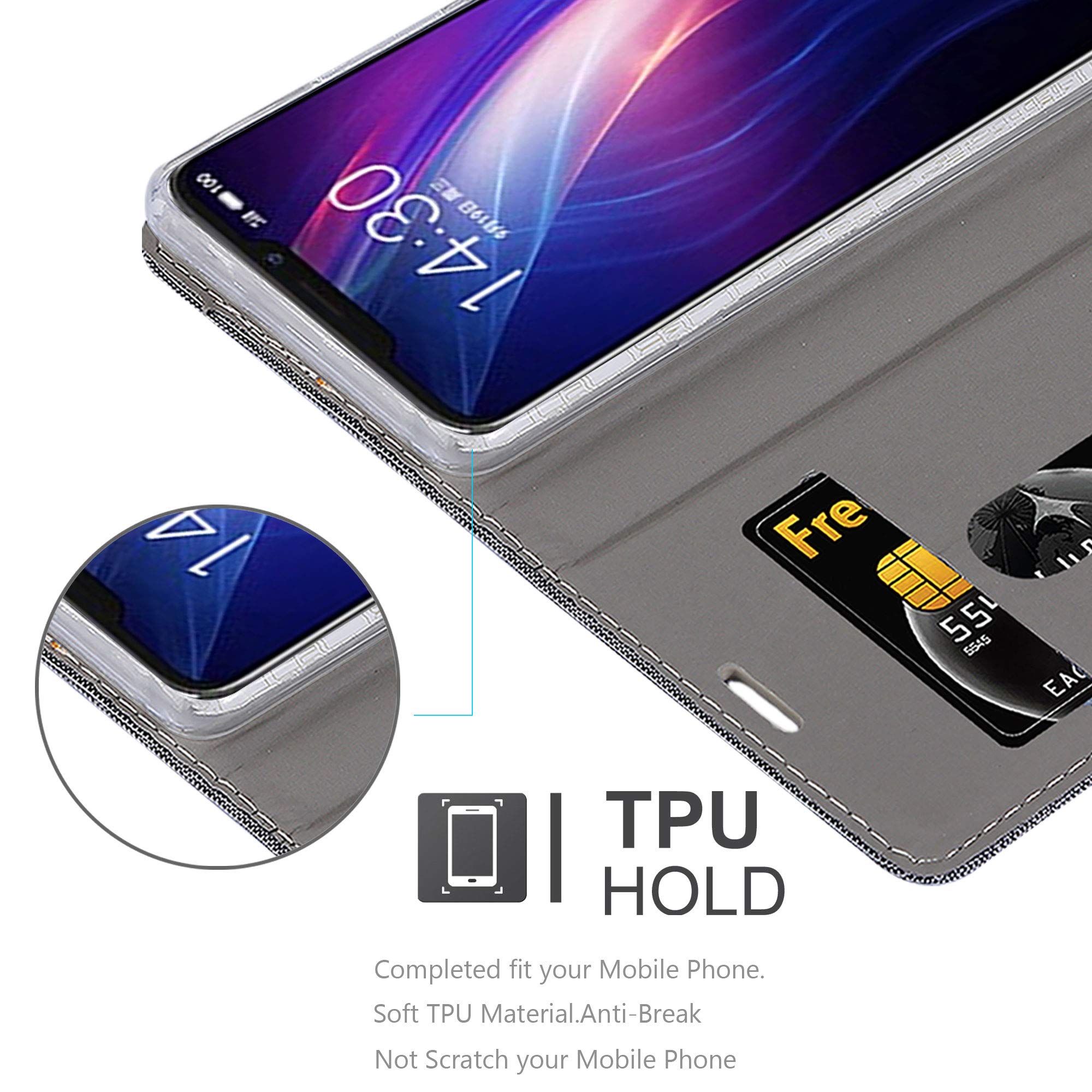 cadorabo Book Case works with MEIZU X8 in GREY BLACK - with Magnetic Closure, Stand Function and Card Slot - Wallet Etui Cover Pouch PU Leather Flip
