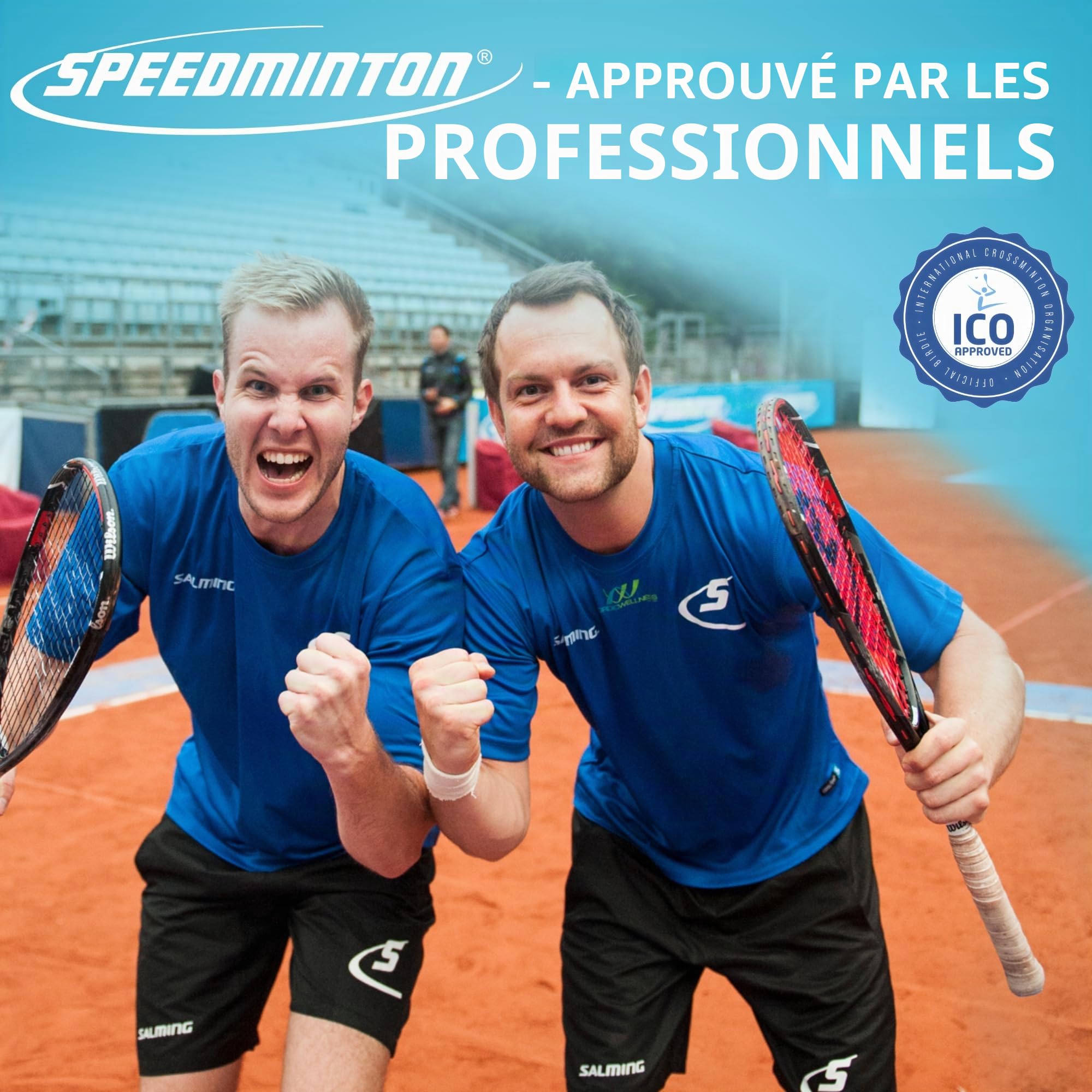 Speedminton® S900 Kit de badminton professionnel avec raquettes en carbone + 5 Speeder®, plateau de jeu, sac