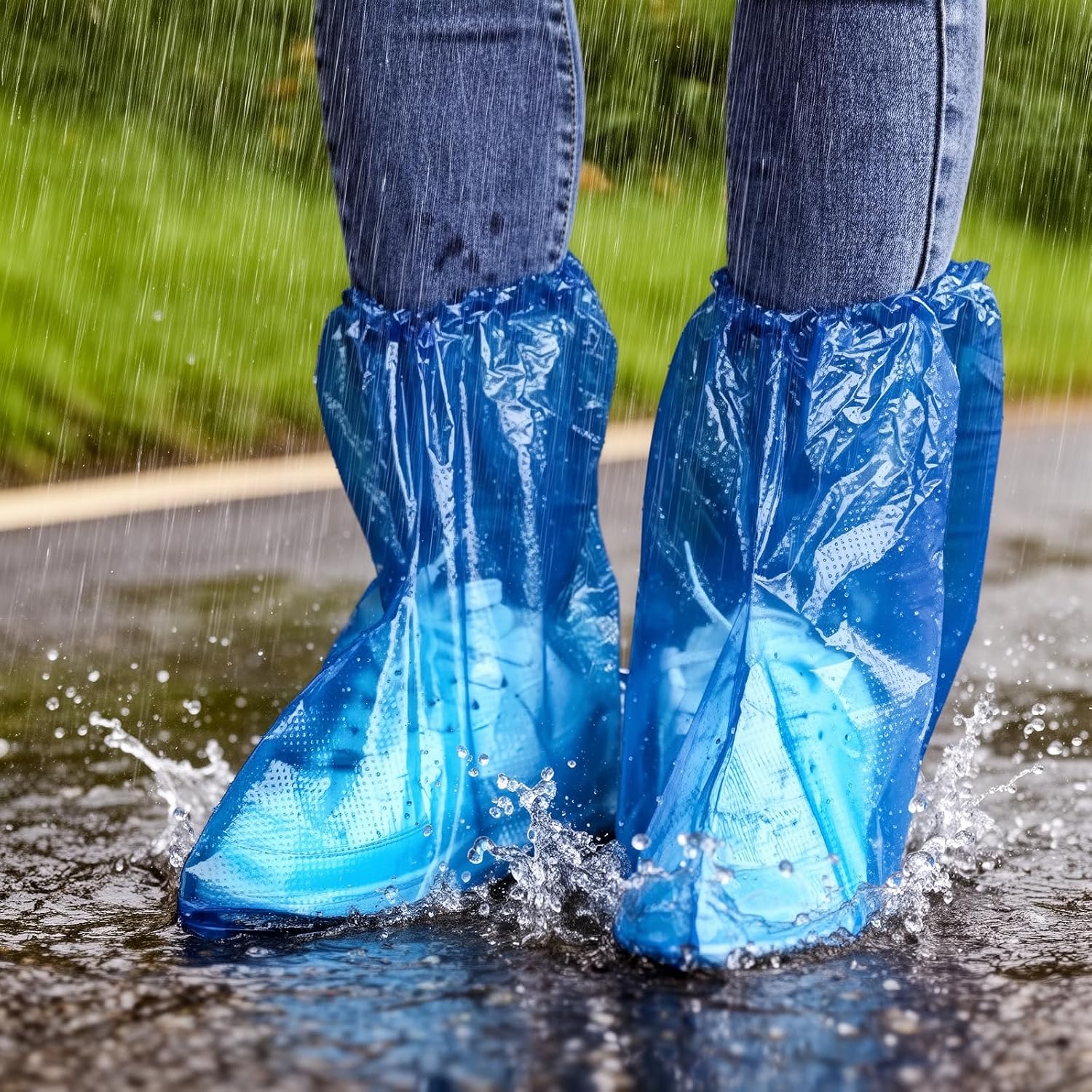30 Pcs Waterproof Shoe Covers for Rain,Non-Slip Disposable Rain Shoe Covers,12 Inch Tall,PE Material Boot Covers for Women & Men for Wet Weather,Dog Walking,Travel and Outdoor Activities (Transparent)