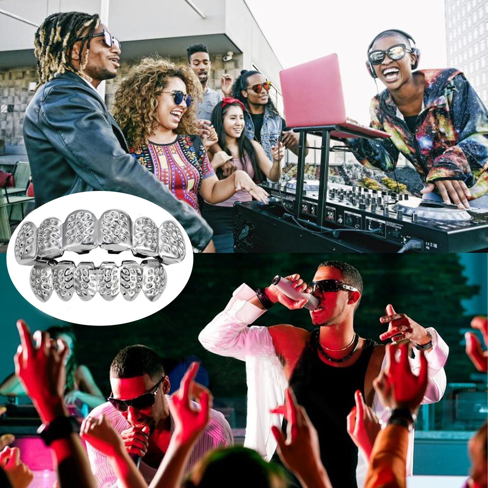 Qiwenr Hip Hop Teeth Grills, Rapper Braces, Bottom Grills, Hip Hop Custom Fit Polished Teeth Grillz - Image 4