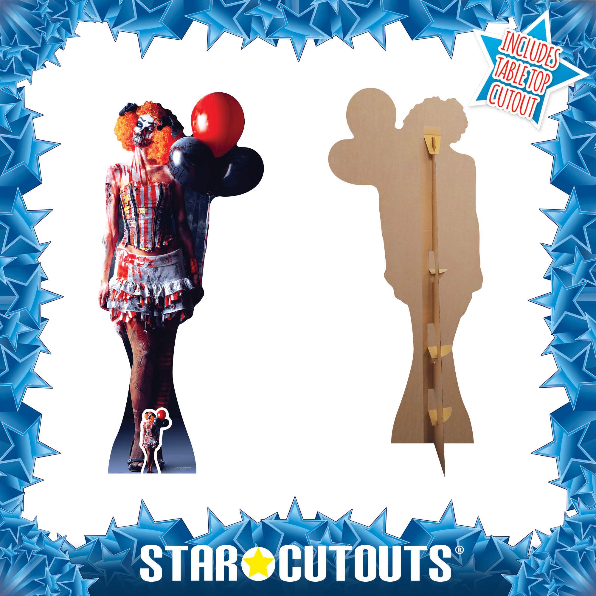 STAR CUTOUTS Es Un Muy Scary Hembra Payaso Cartón Incluye Halloween Hueco De Escritorio, Madera, Multicolor, 178 X 77 X 178 Cm