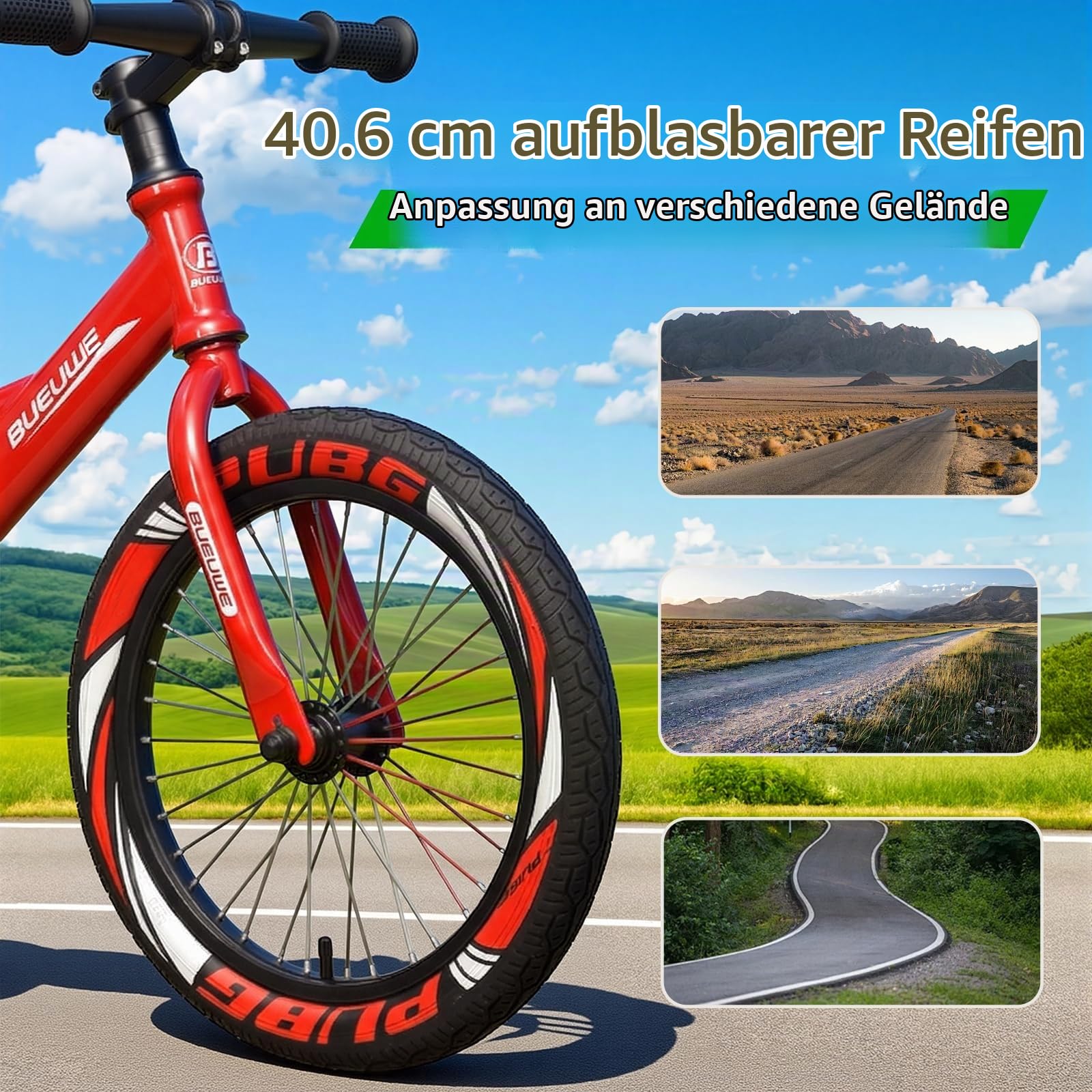 Luftreifen, höhenverstellbarer Sitz, robuster Stahlrahmen mit Tragegriff & Ständer Geschenk Fahrrad Jungs und Mädche