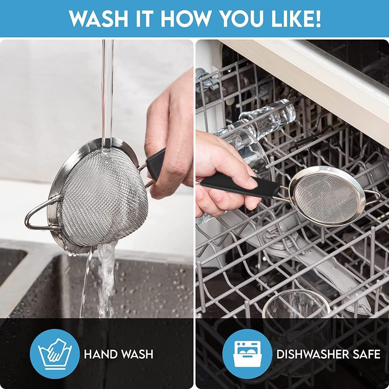 Fine Mesh Strainer - 3.3 Inch Conical Sieve - Tea Strainers for Loose Tea, Coffee Strainer, Food Strainer, Juice Strainer, and Much More!