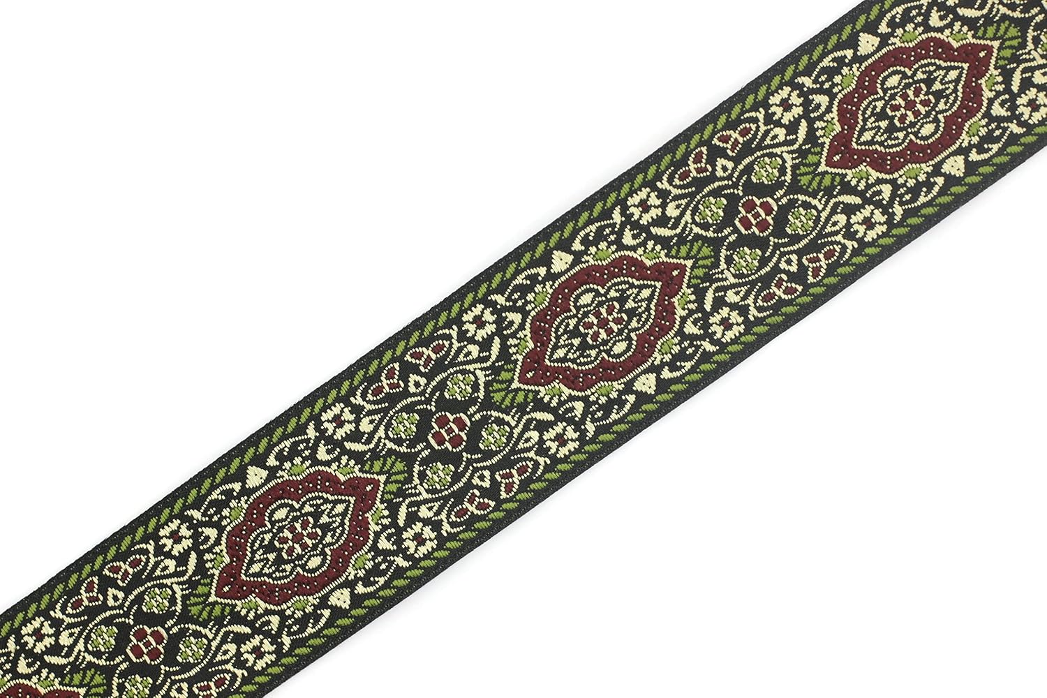 11 Yard Spool 1.3" Wide Light Green Medieval Jacquard Ribbon Woven Border Upholstery Fabric 35589