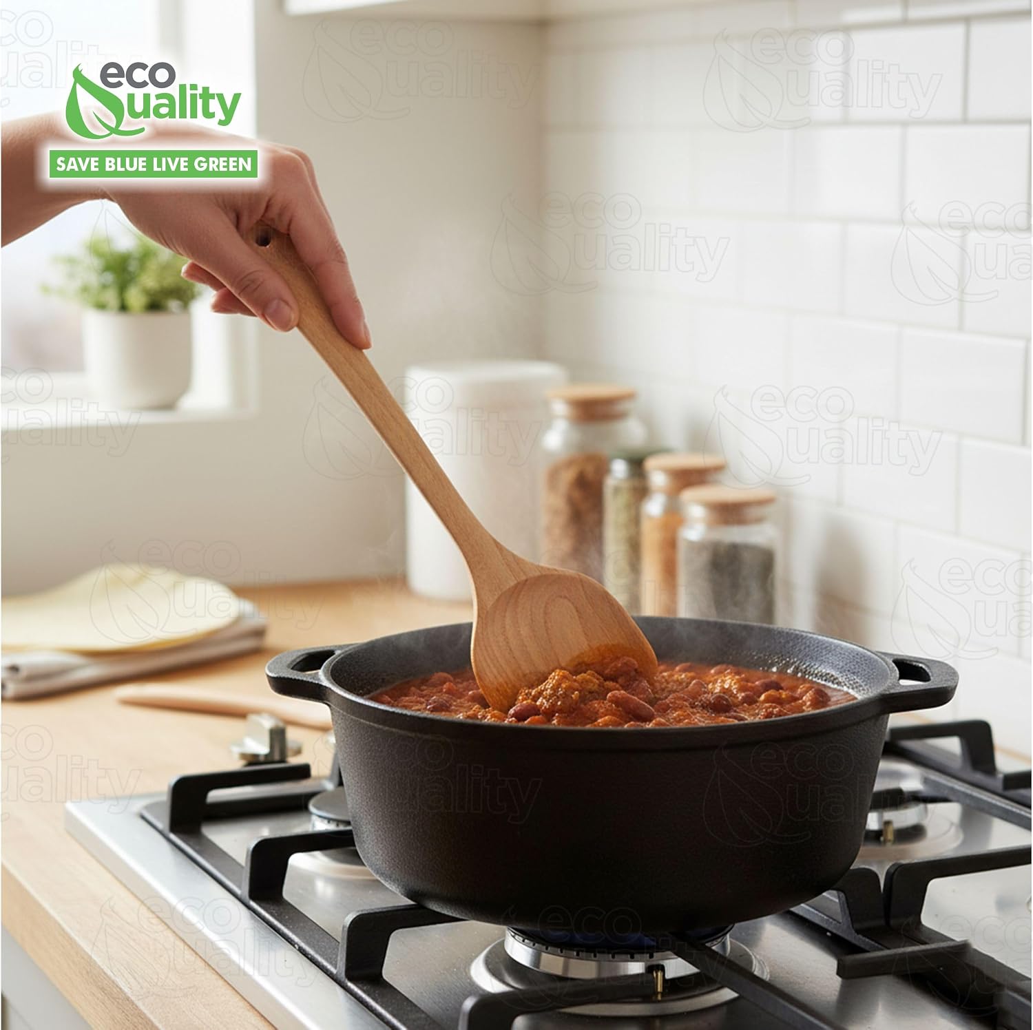 [1 PACK] Wooden Stirring Paddle 11 inches - Easy Grip, Large Wooden Stirring Spoon, Soup, Cooking, Kitchen Accessories, Set, Long (27 CM)