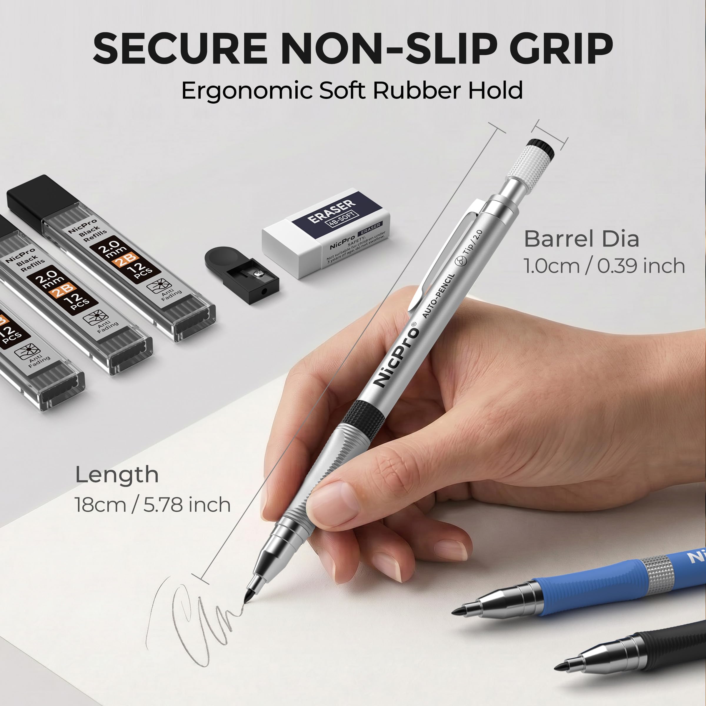 Amazon.com : Nicpro 11 Pieces Colors 2mm Mechanical Pencil Set, 3