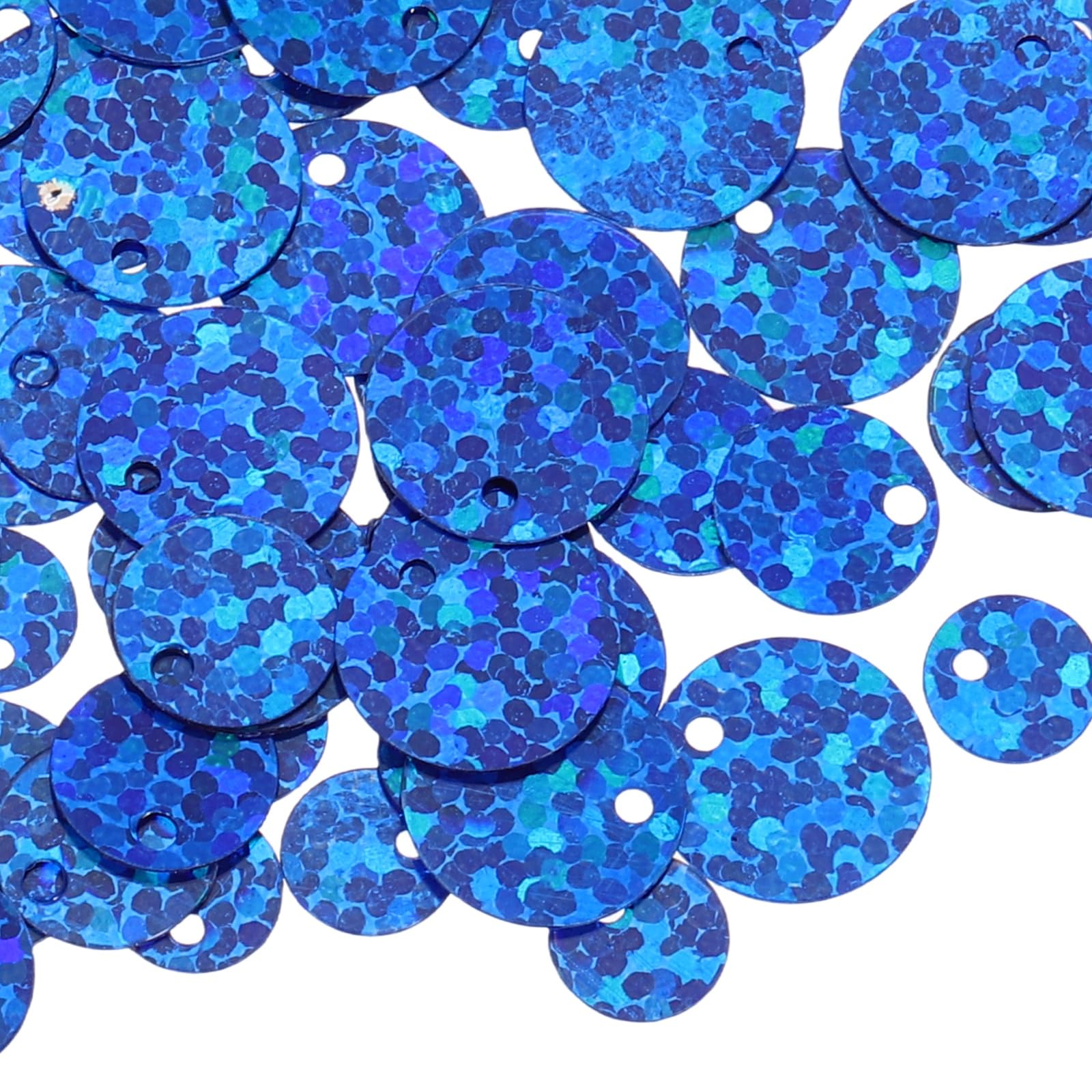 sourcing map 1500 Pcs Flat Round Sequins, 6/8/10mm Loose Paillettes Craft Sewing Sequins with Single Side Hole for DIY Embroidery Clothing Jewelry Making, Laser Cobalt Blue โ image 1
